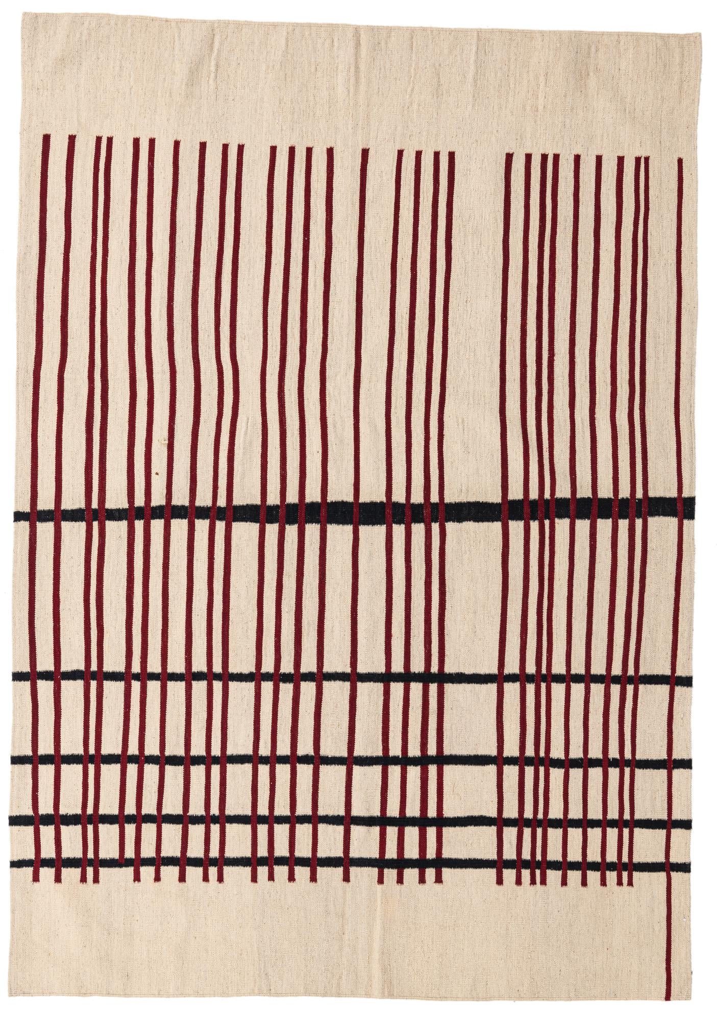 5' 8 x 8' 2 Hand Woven Kilim Modern Wool Rug