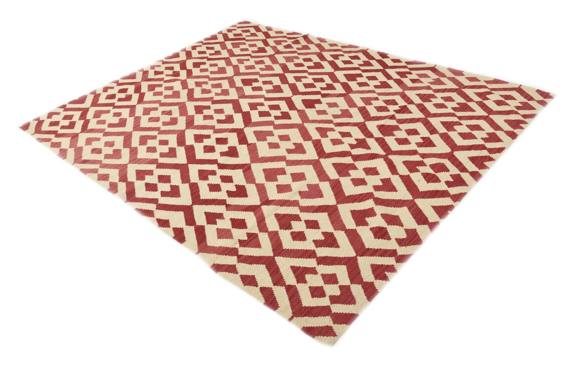 6' x 7' 9 Hand Woven Kilim Modern Wool Rug
