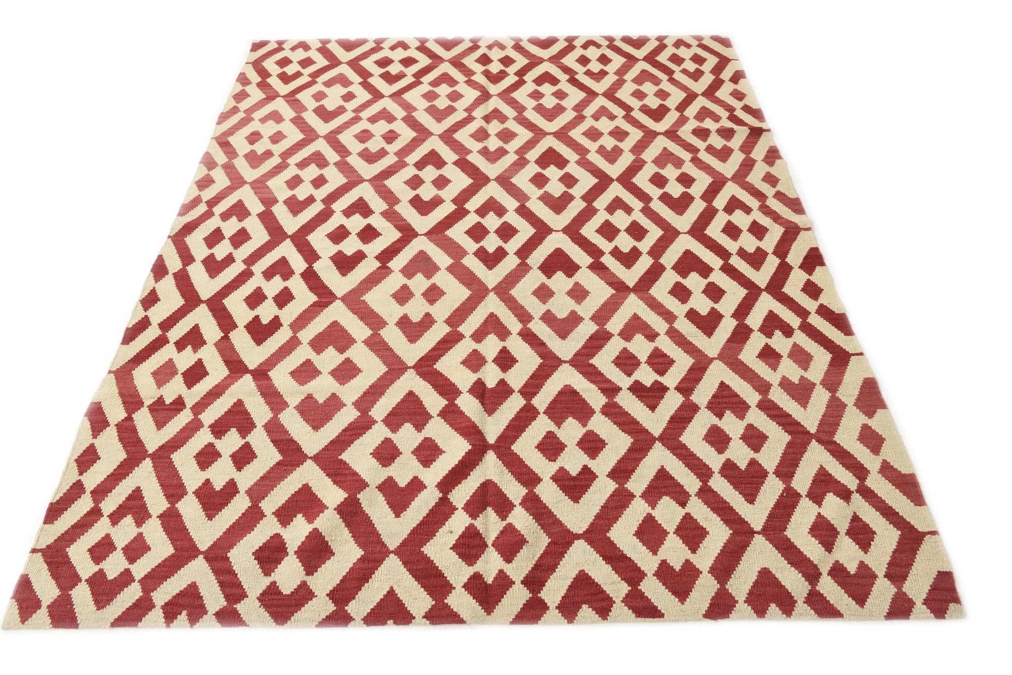 6' x 7' 9 Hand Woven Kilim Modern Wool Rug