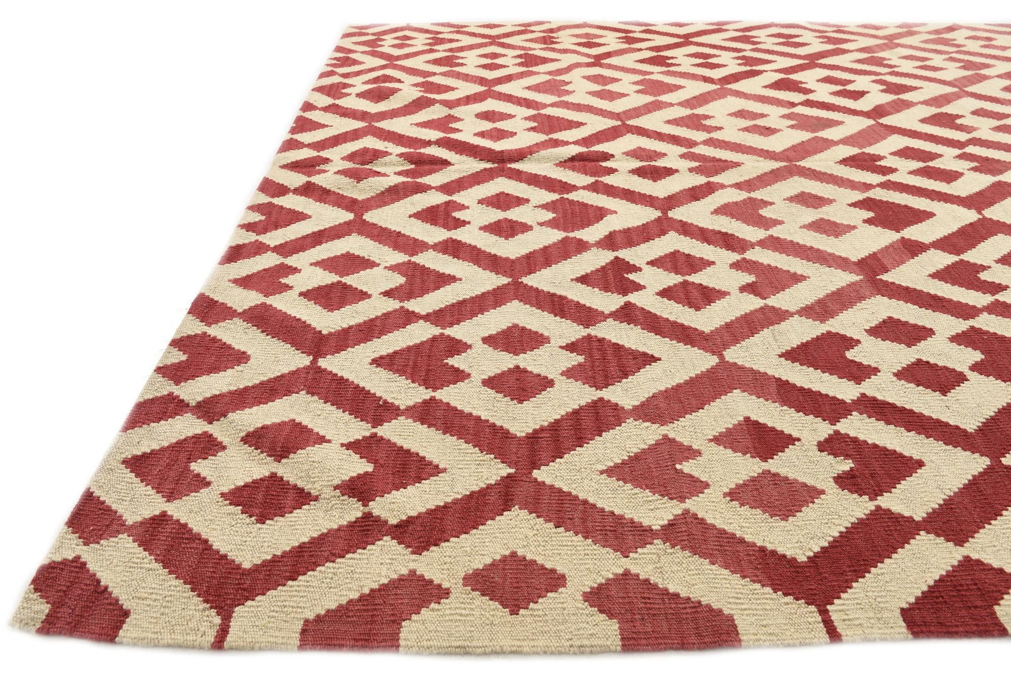 6' x 7' 9 Hand Woven Kilim Modern Wool Rug