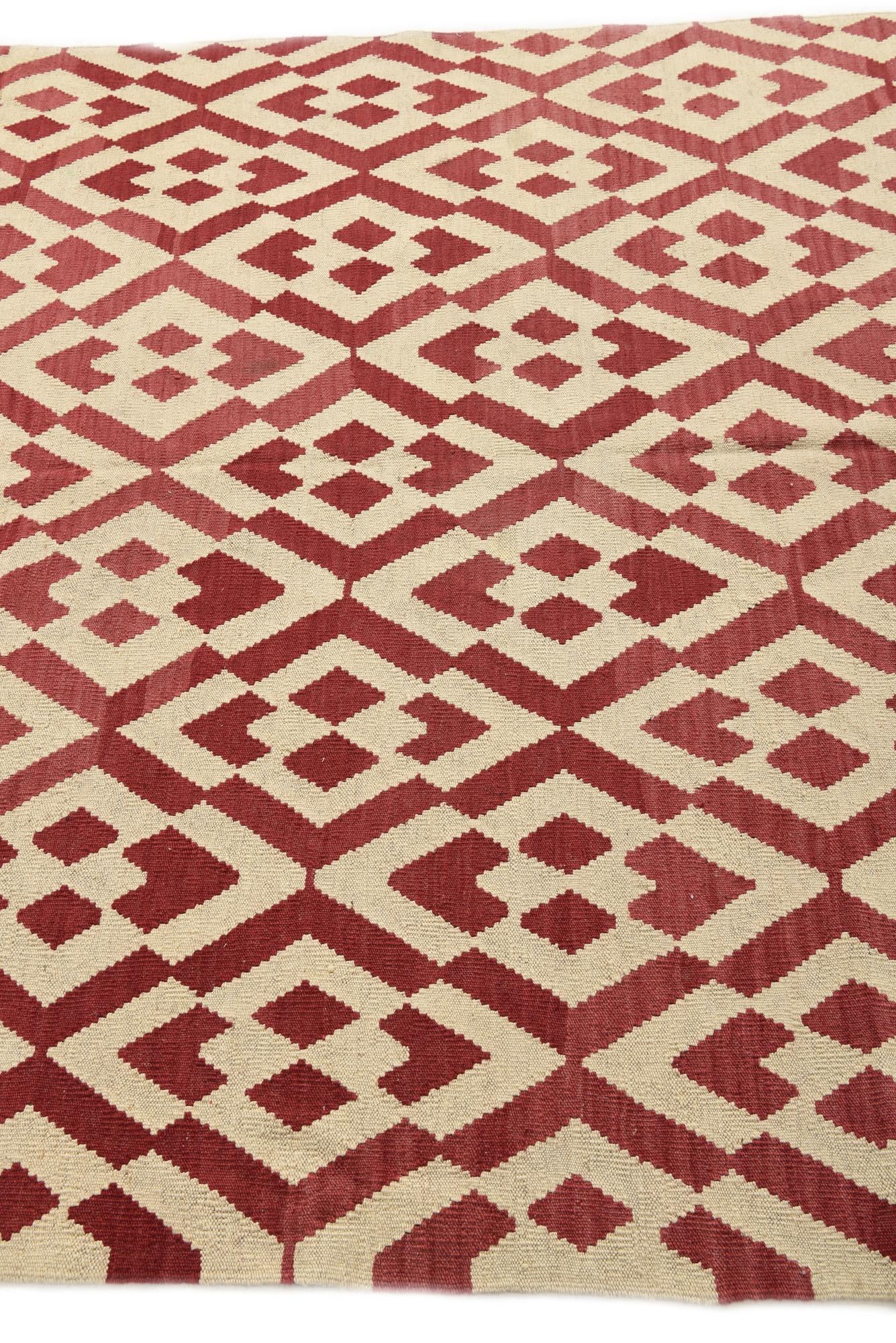 6' x 7' 9 Hand Woven Kilim Modern Wool Rug