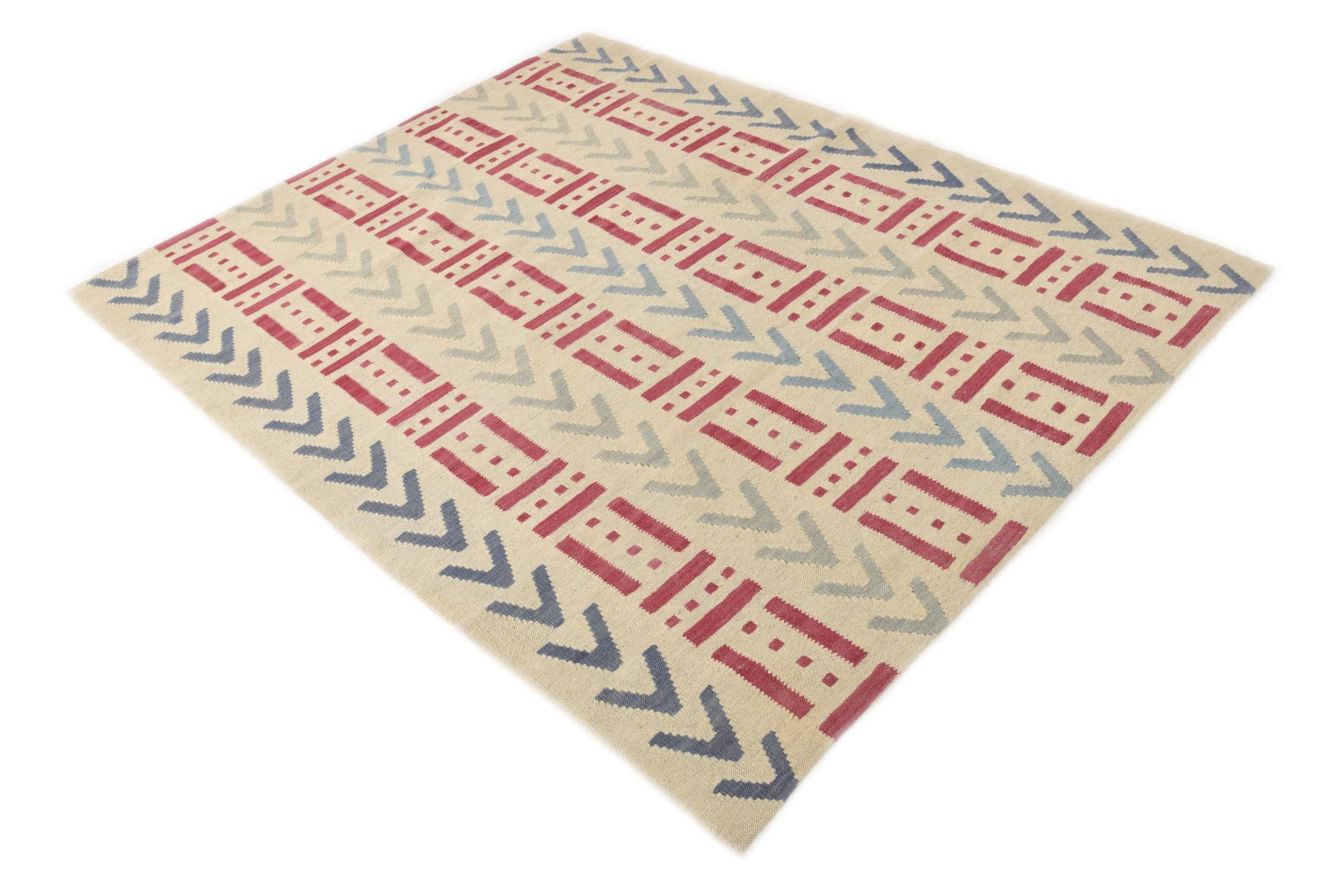 5' x 6' 5 Hand Woven Kilim Modern Wool Rug