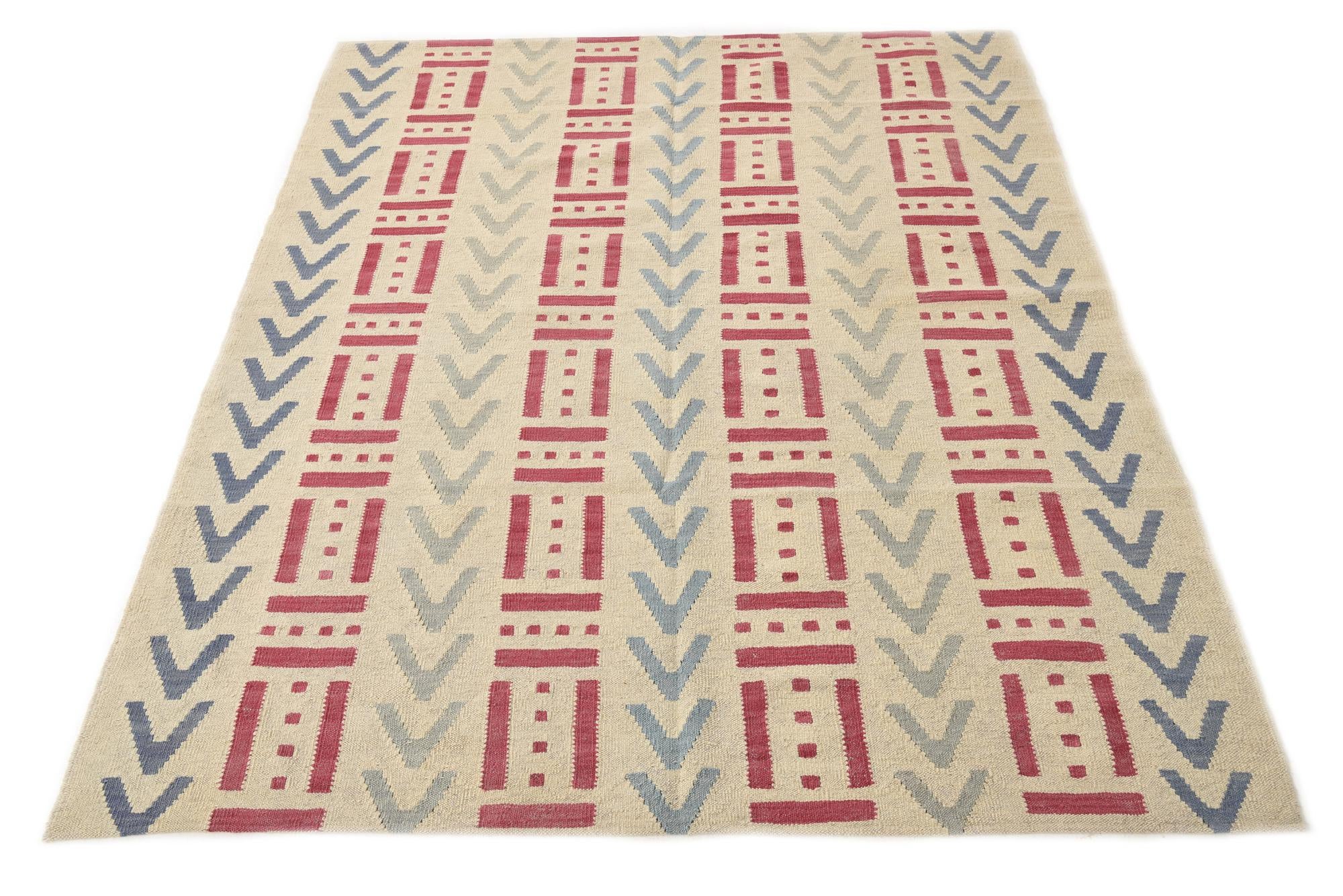 5' x 6' 5 Hand Woven Kilim Modern Wool Rug