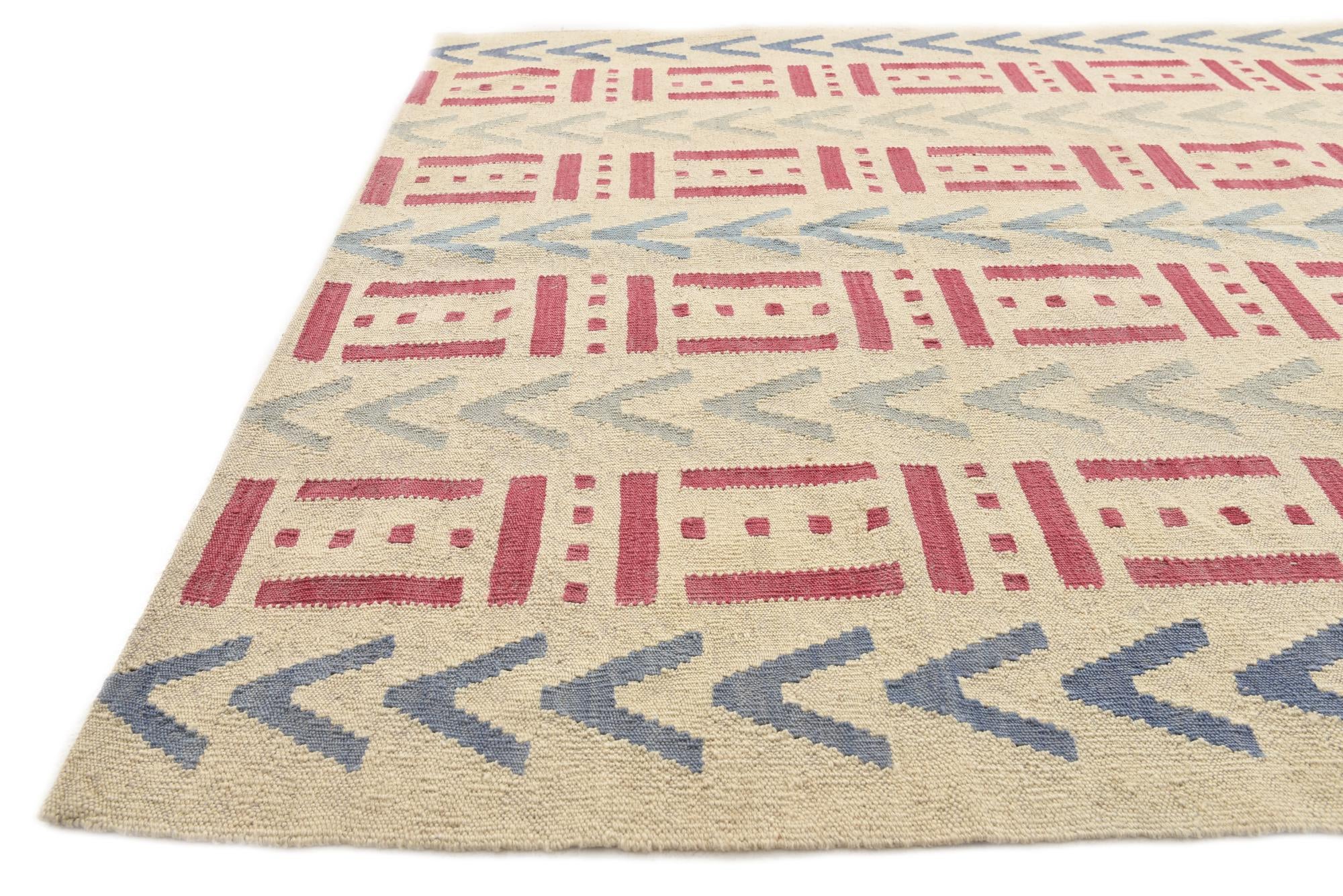 5' x 6' 5 Hand Woven Kilim Modern Wool Rug