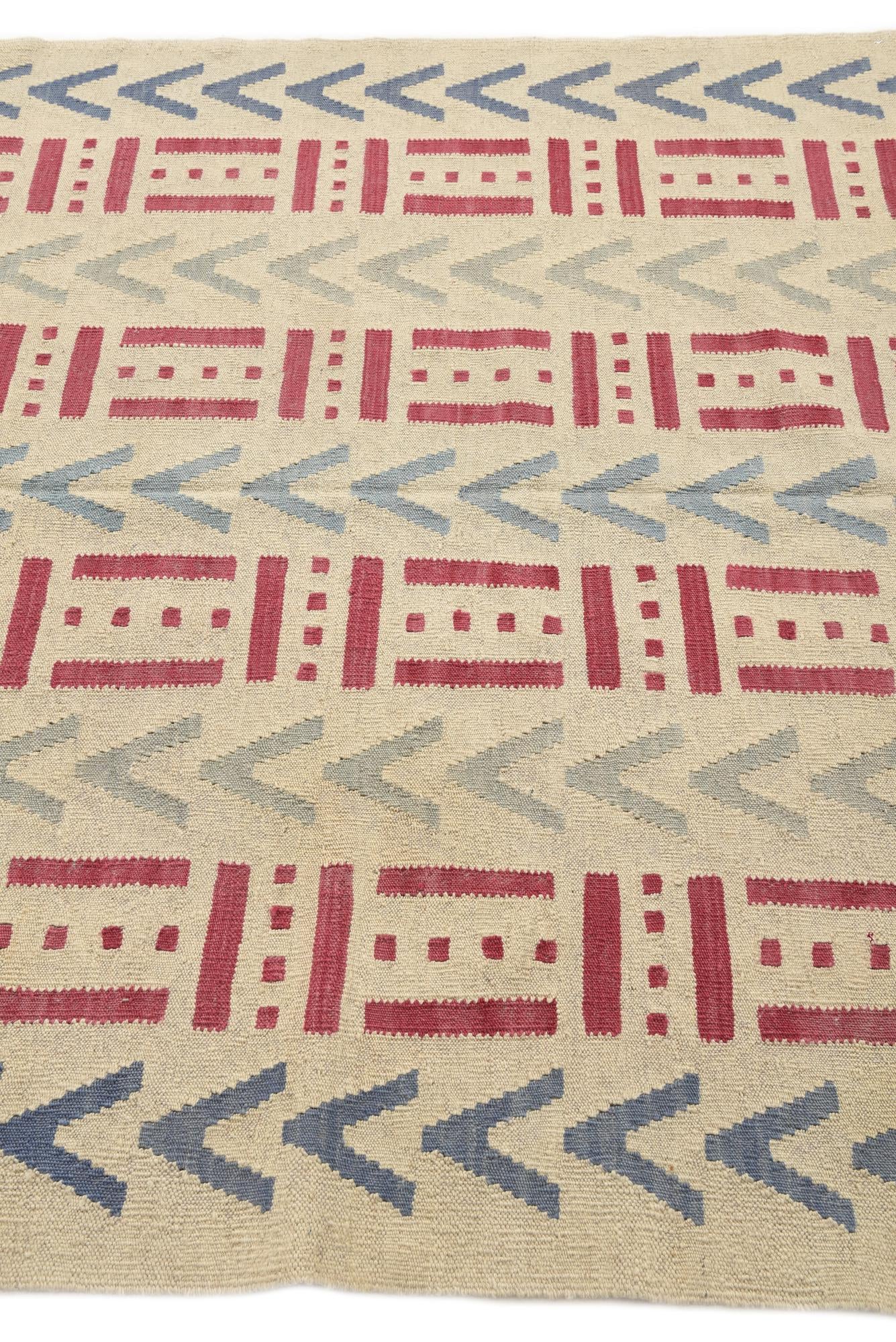 5' x 6' 5 Hand Woven Kilim Modern Wool Rug