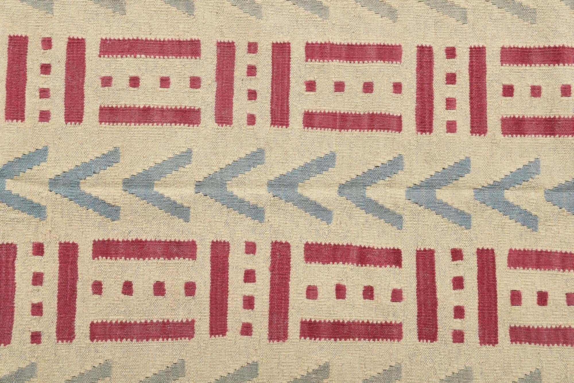 5' x 6' 5 Hand Woven Kilim Modern Wool Rug