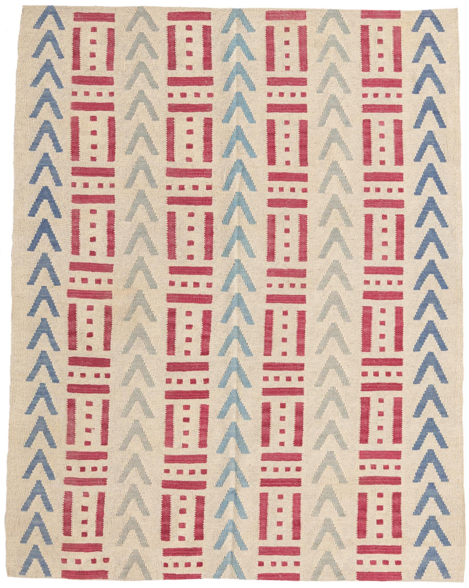 5' x 6' 5 Hand Woven Kilim Modern Wool Rug