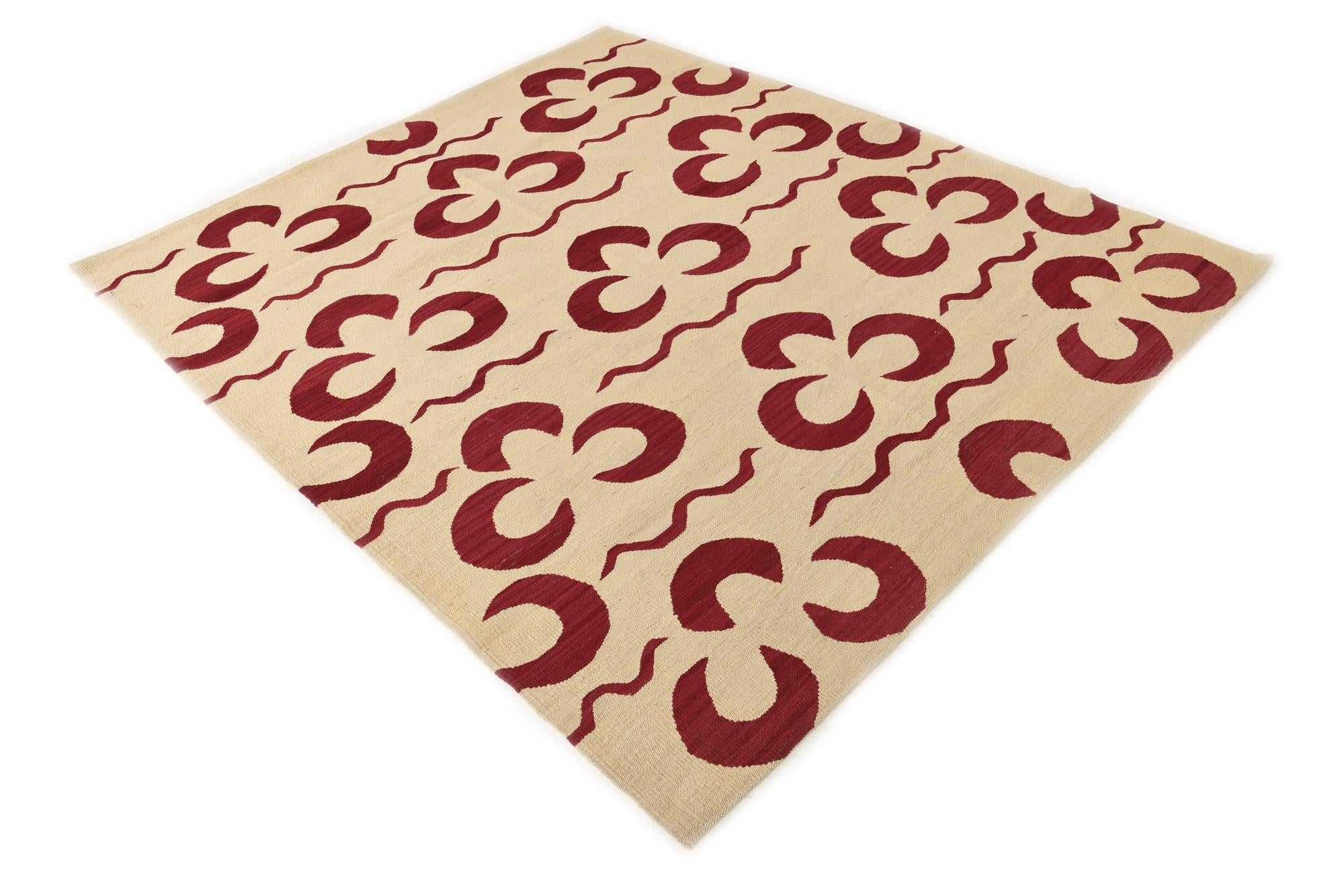 5' 4 x 6' 3 Hand Woven Kilim Modern Wool Rug