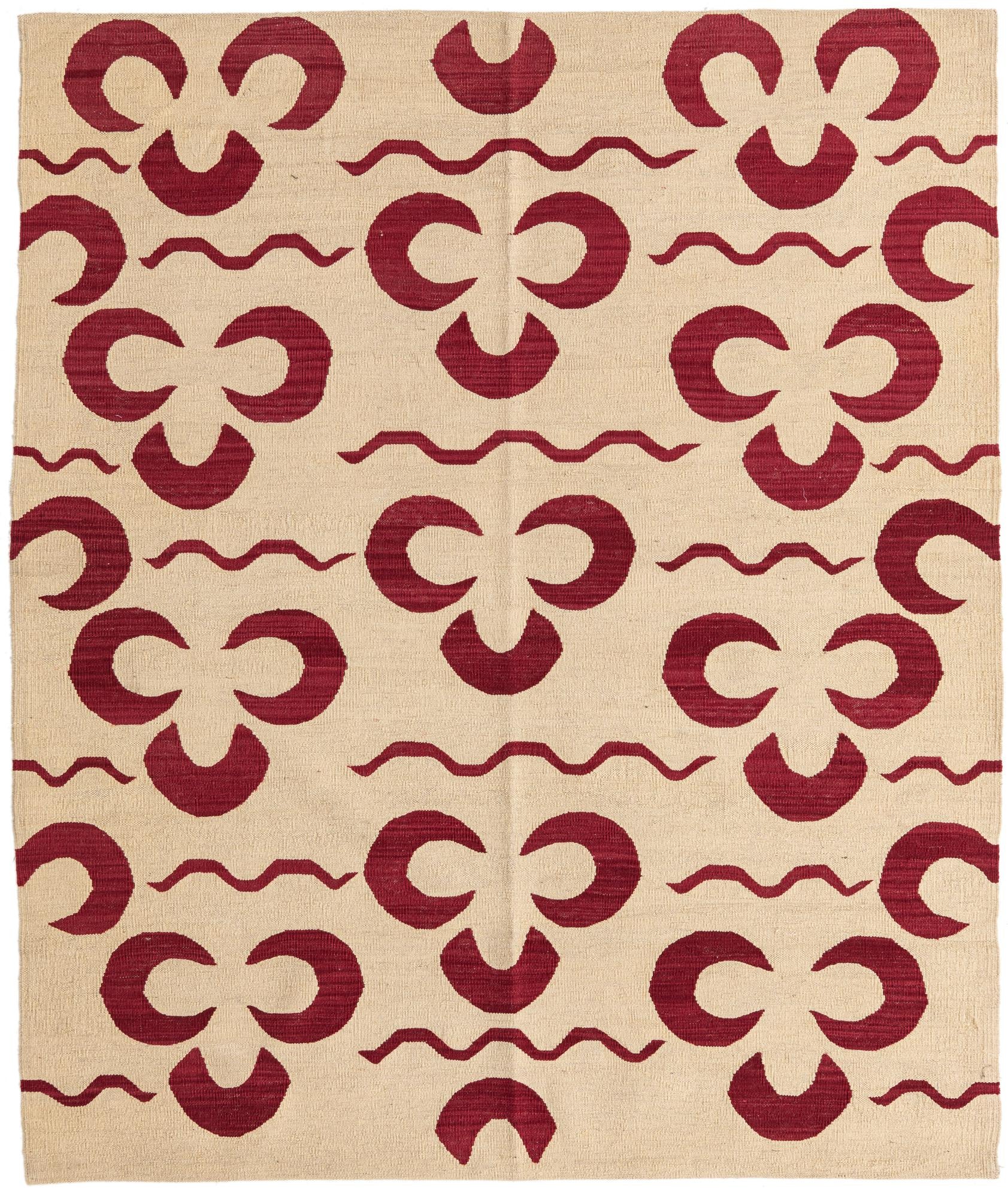 5' 4 x 6' 3 Hand Woven Kilim Modern Wool Rug