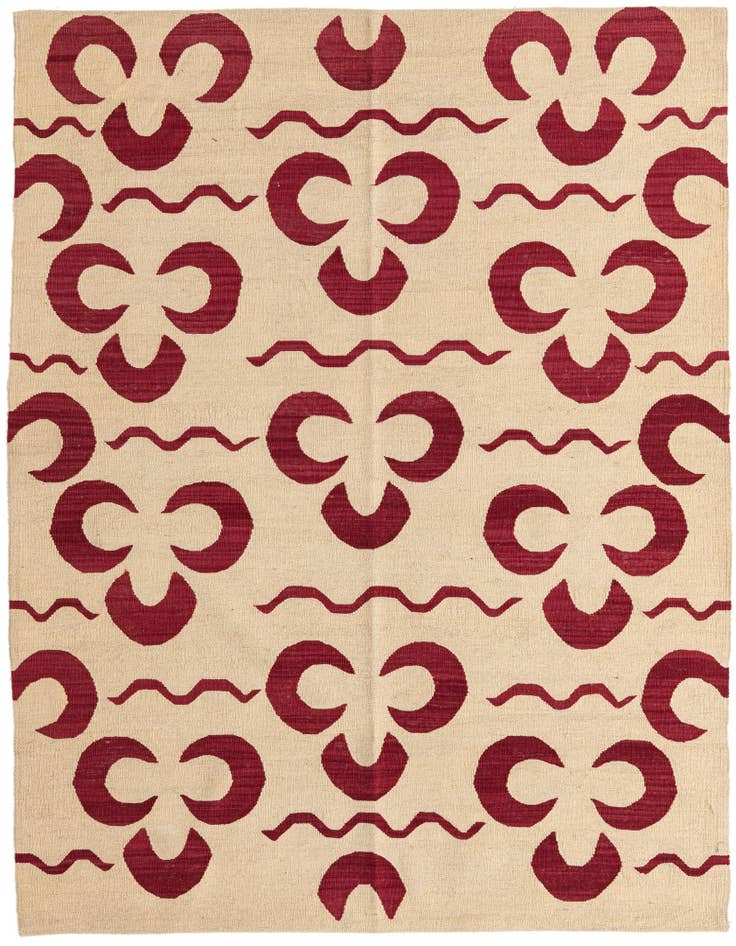 Detail image of 5' 4 x 6' 3 Hand Woven Kilim Modern Wool Rug