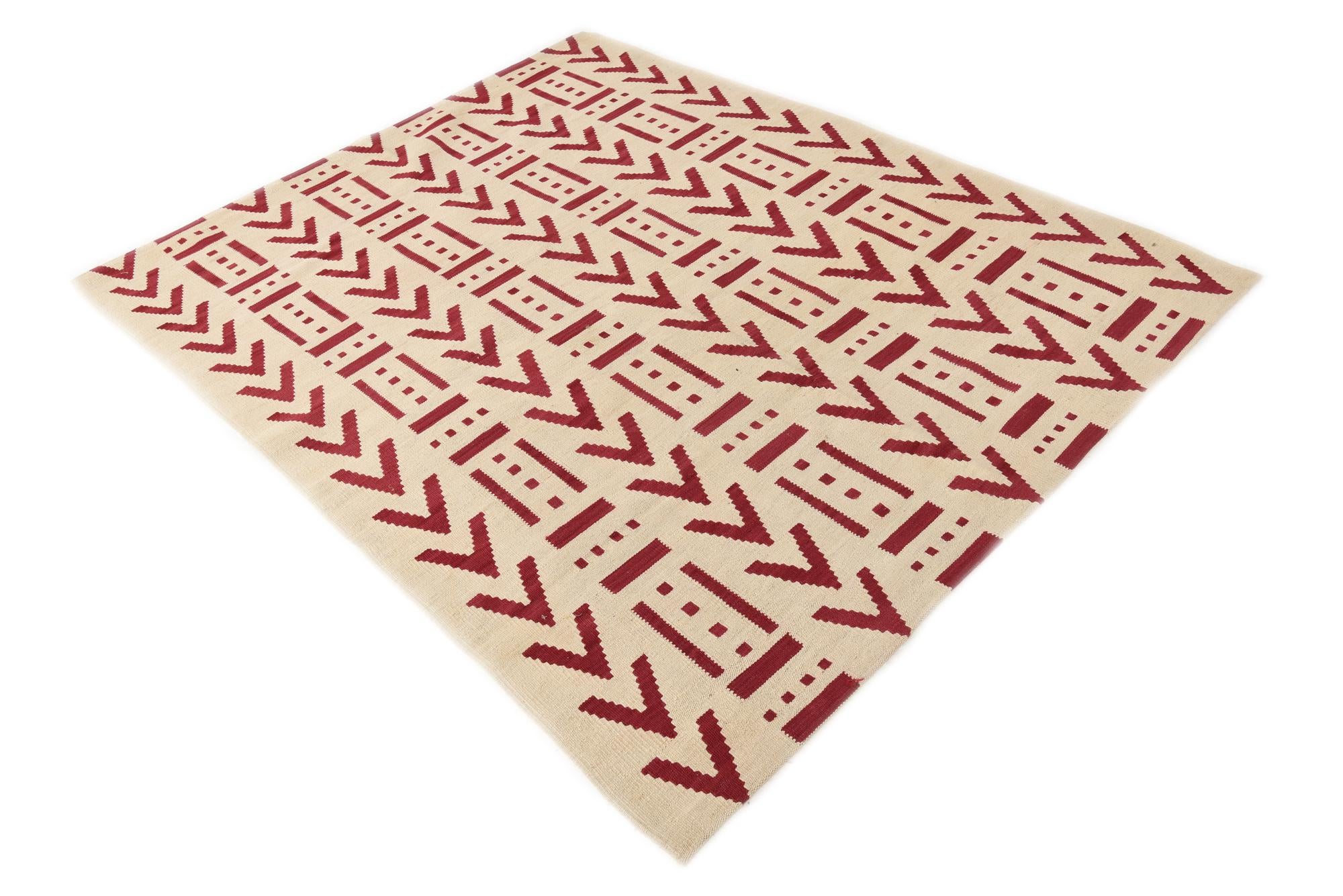 5' 2 x 6' 5 Hand Woven Kilim Modern Wool Rug