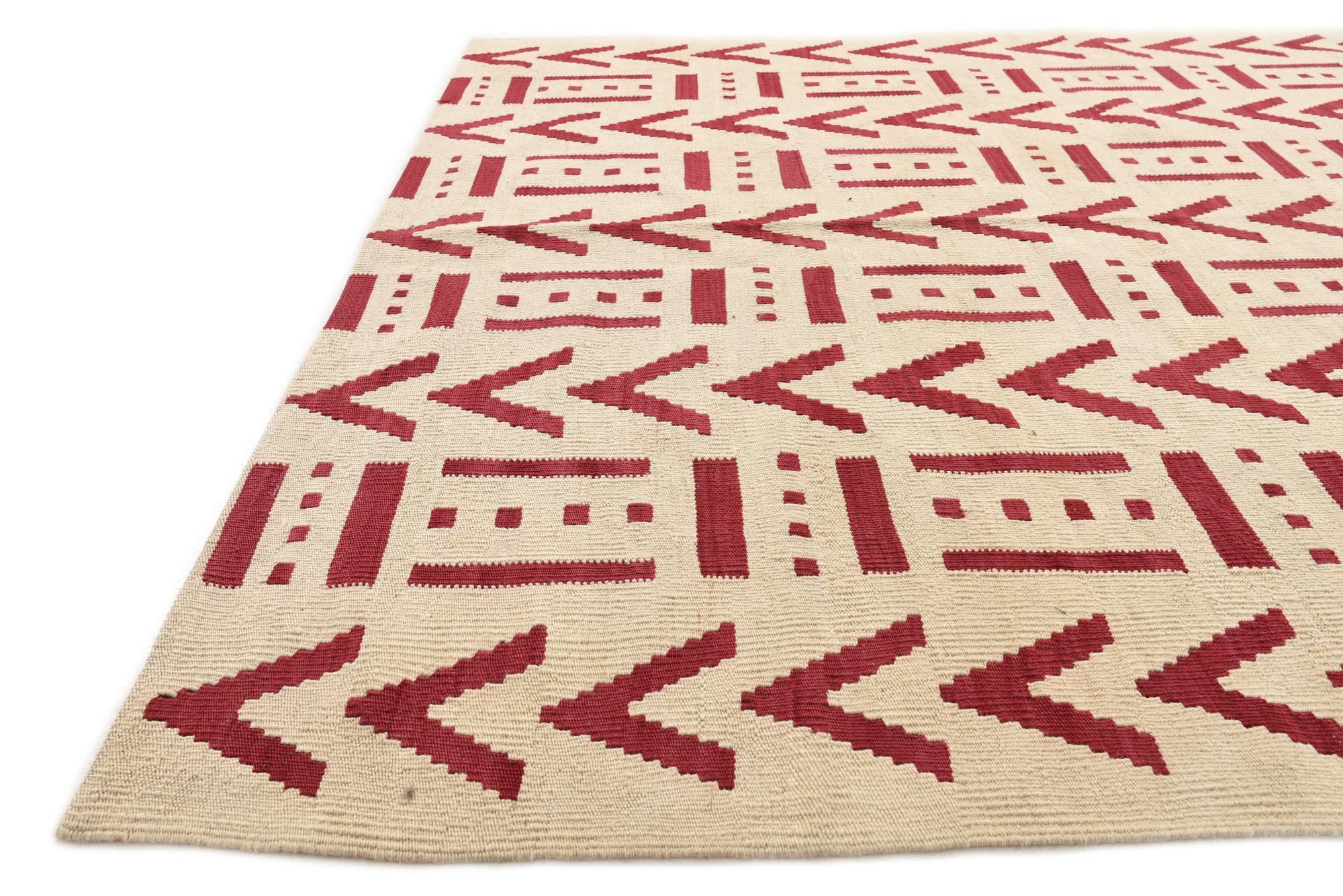5' 2 x 6' 5 Hand Woven Kilim Modern Wool Rug