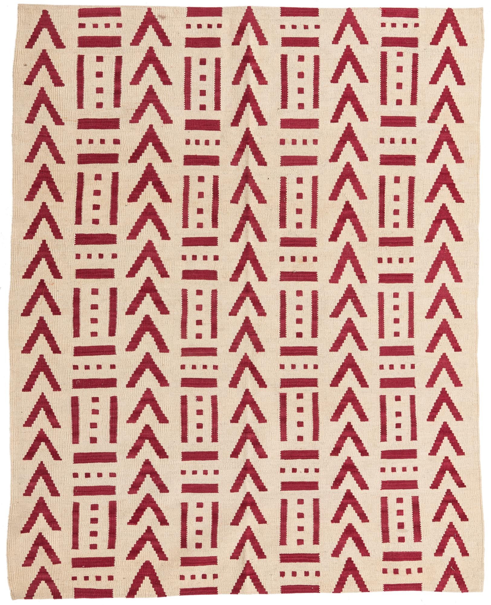 5' 2 x 6' 5 Hand Woven Kilim Modern Wool Rug