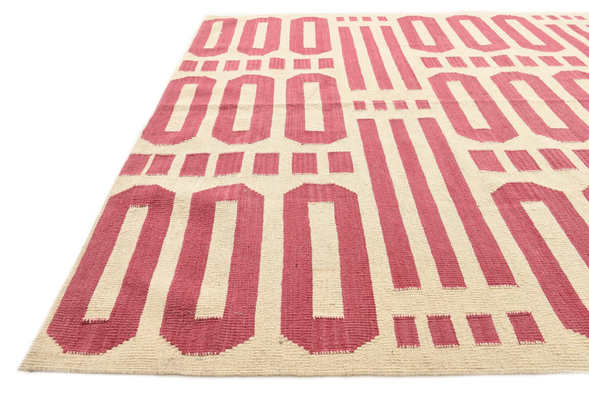5' 1 x 6' 8 Hand Woven Kilim Modern Wool Rug