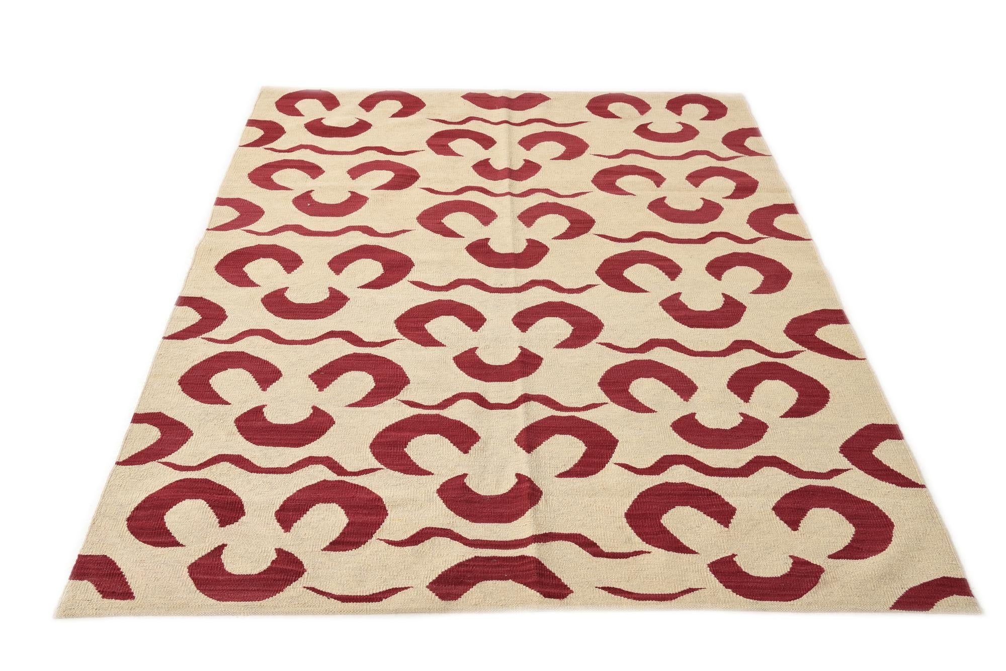 5' x 6' 7 Hand Woven Kilim Modern Wool Rug