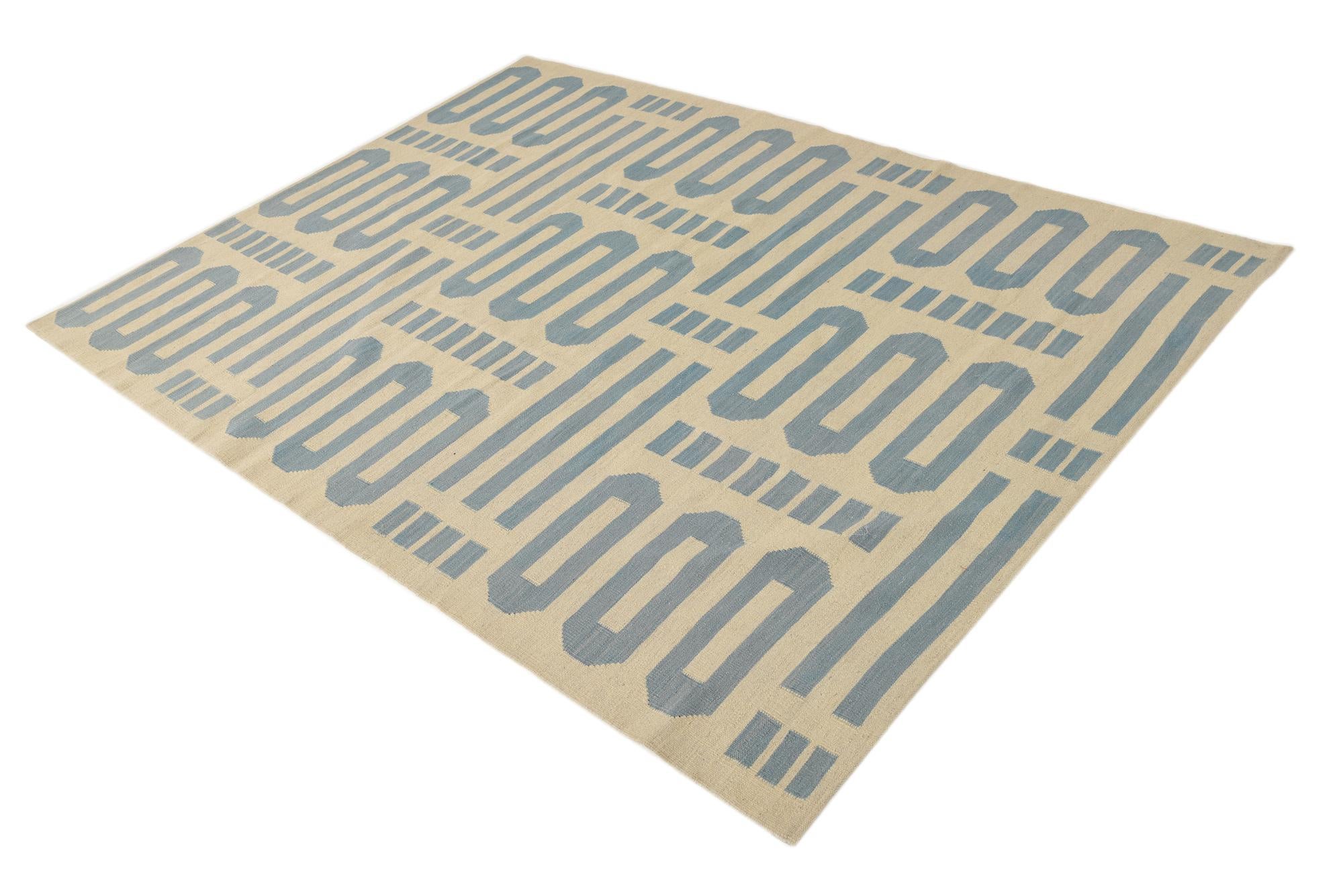 5' 7 x 7' 9 Hand Woven Kilim Modern Wool Rug