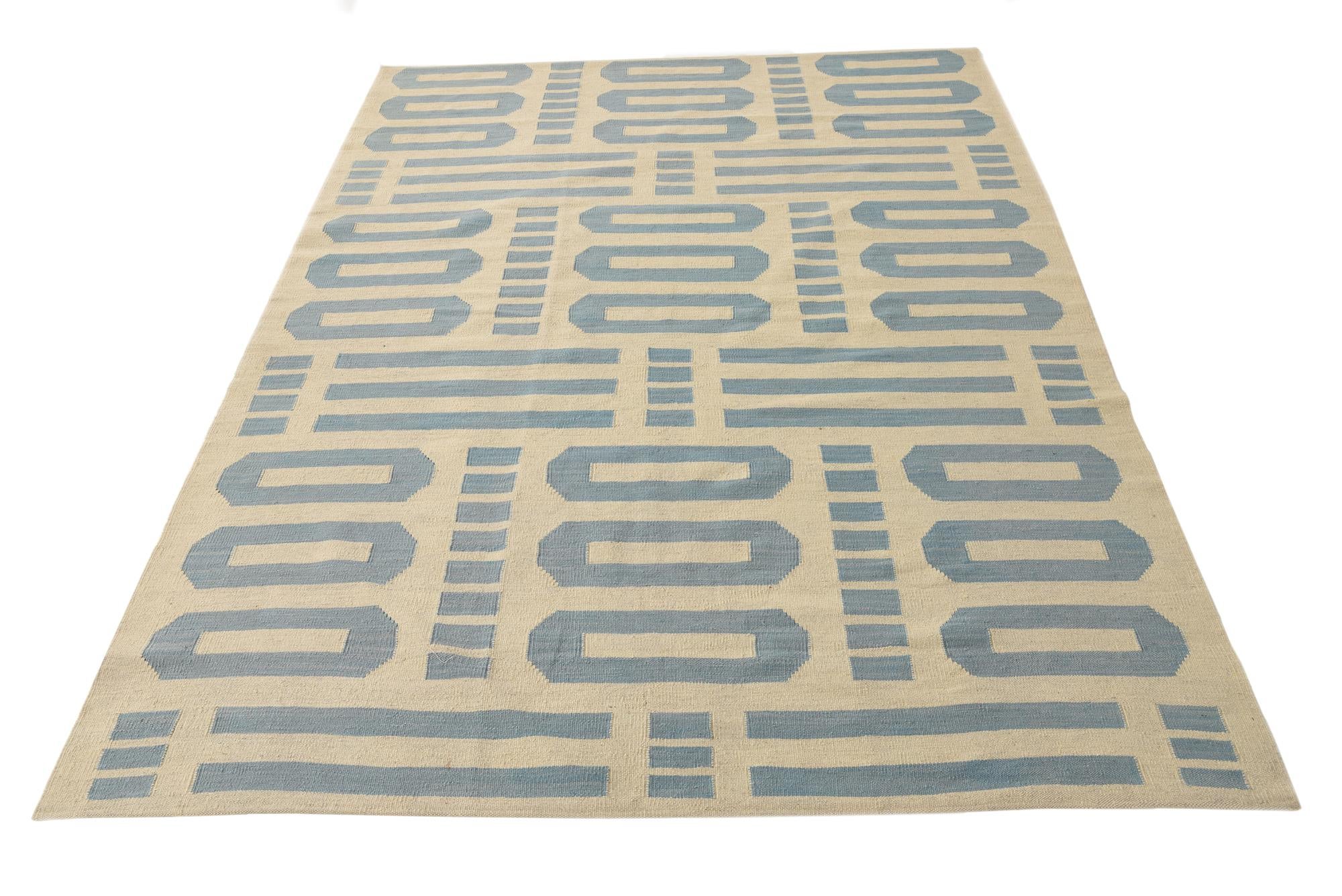 5' 7 x 7' 9 Hand Woven Kilim Modern Wool Rug