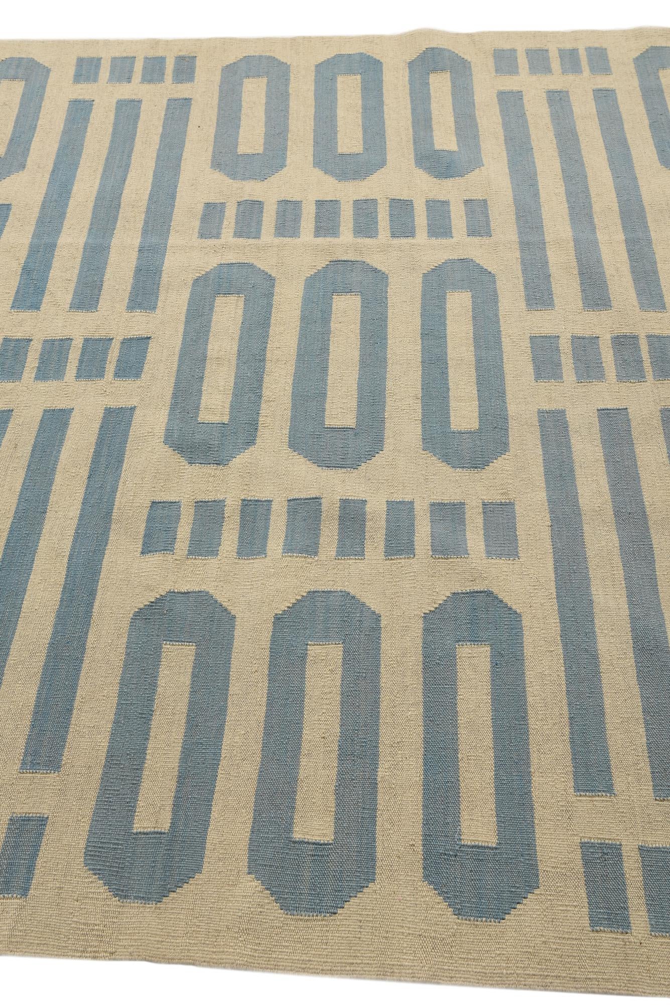 5' 7 x 7' 9 Hand Woven Kilim Modern Wool Rug