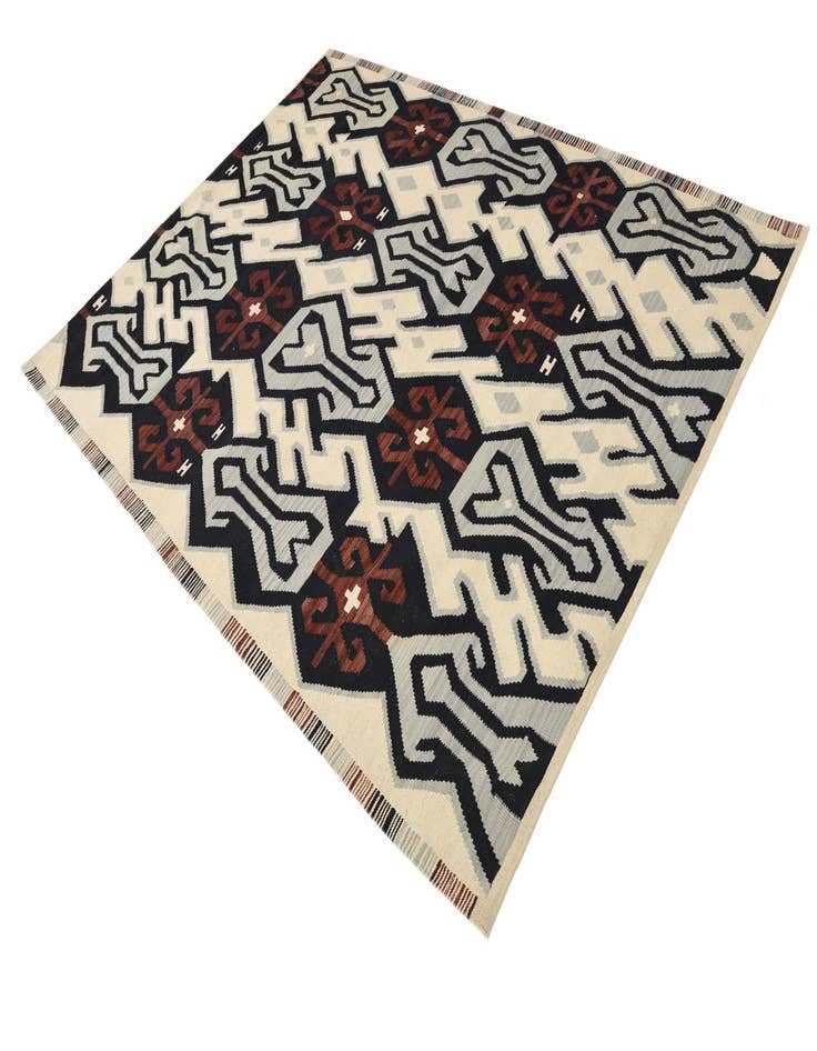 Detail image of 6' x 8'  Hand Woven Kilim Modern Wool Rug