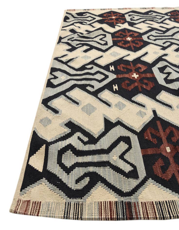 Detail image of 6' x 8'  Hand Woven Kilim Modern Wool Rug