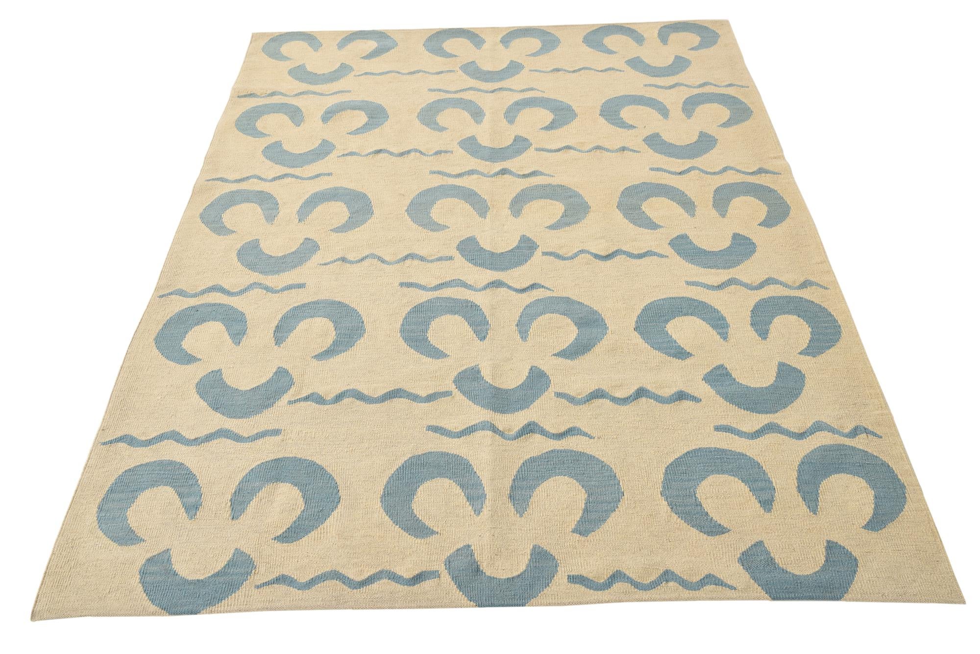 5' x 6' 7 Hand Woven Kilim Modern Wool Rug