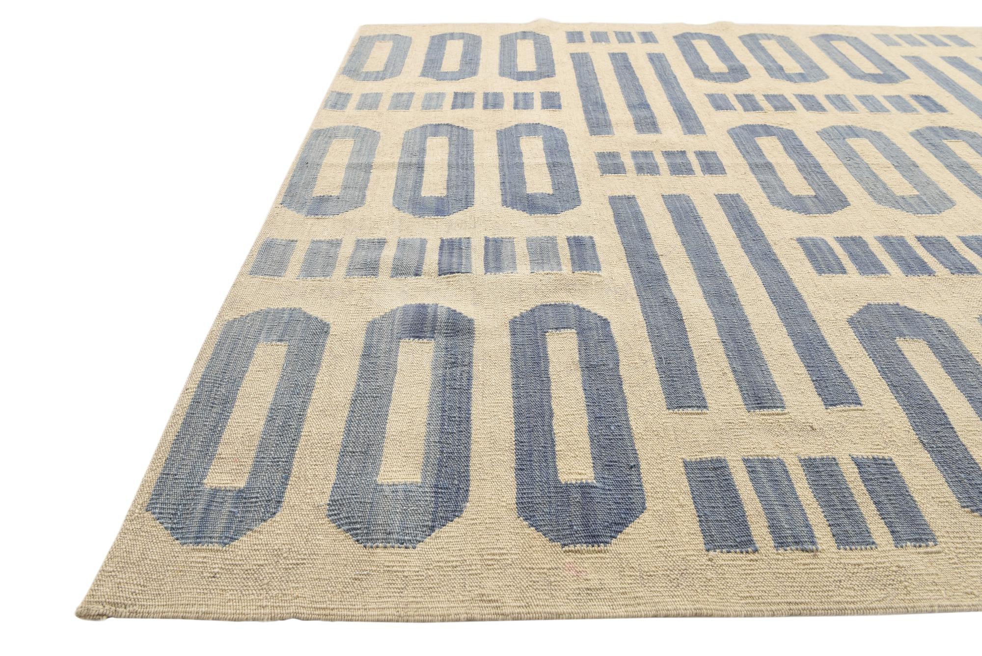5' 4 x 6' 5 Hand Woven Kilim Modern Wool Rug