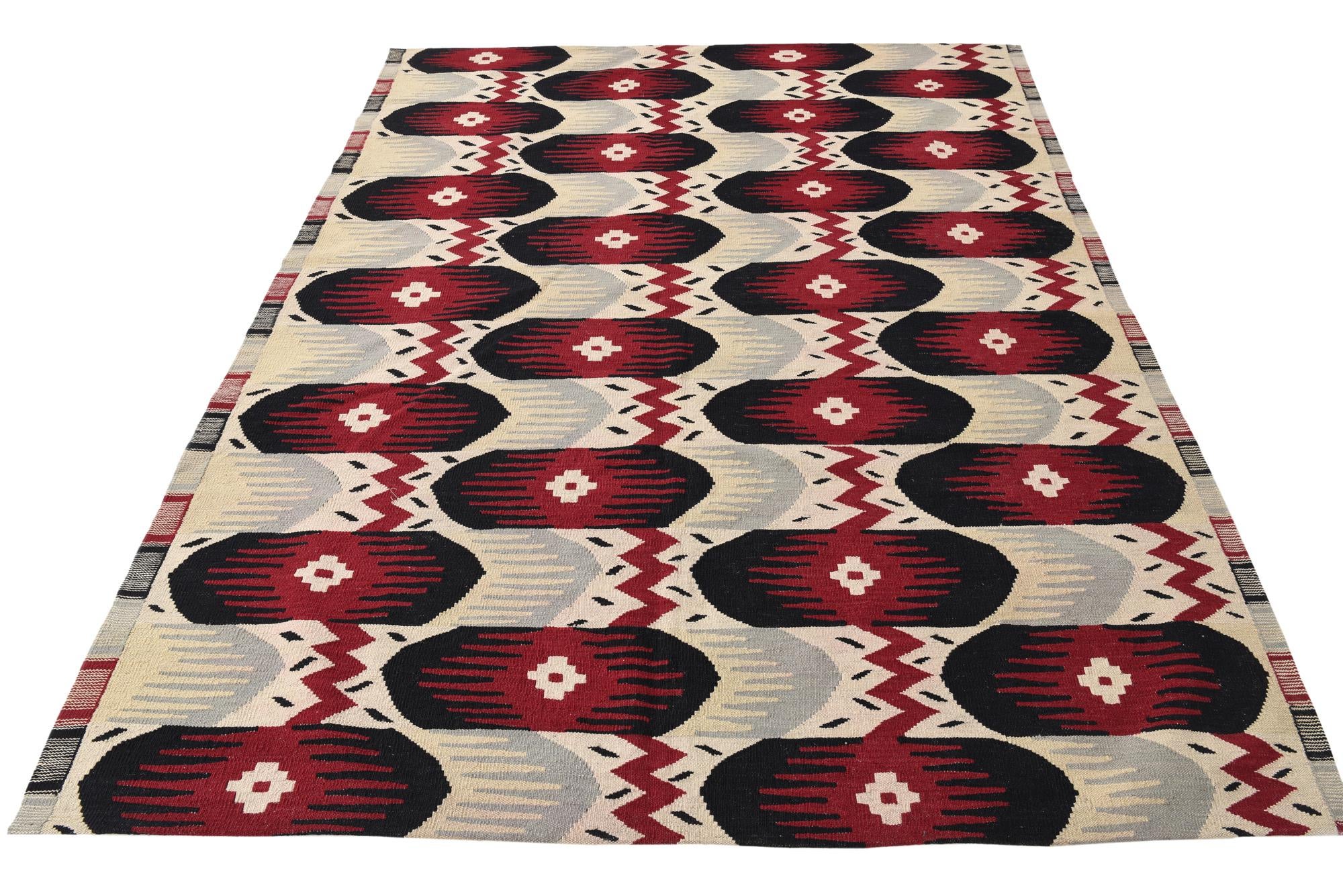 6' x 7' 7 Hand Woven Kilim Modern Wool Rug