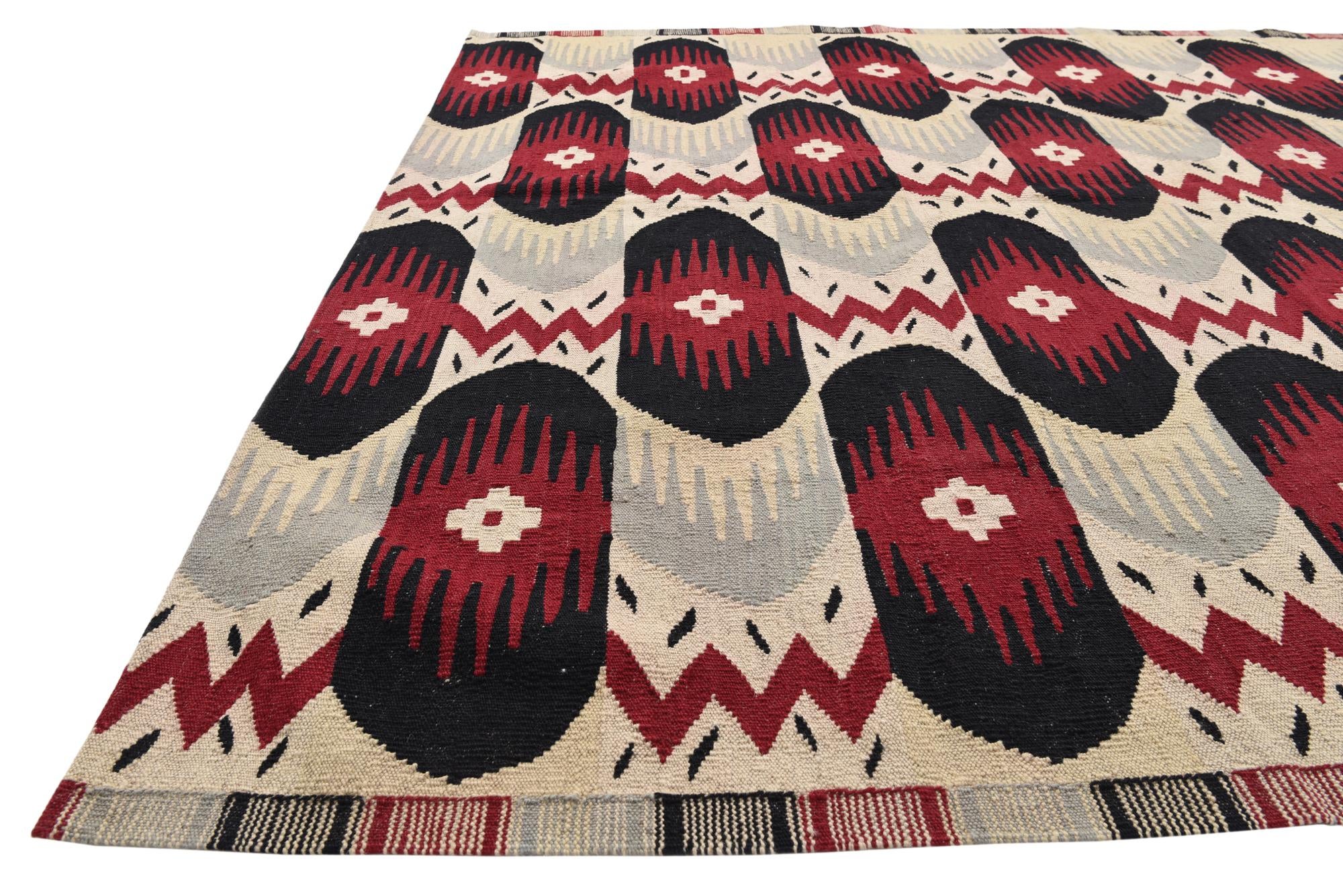 6' x 7' 7 Hand Woven Kilim Modern Wool Rug
