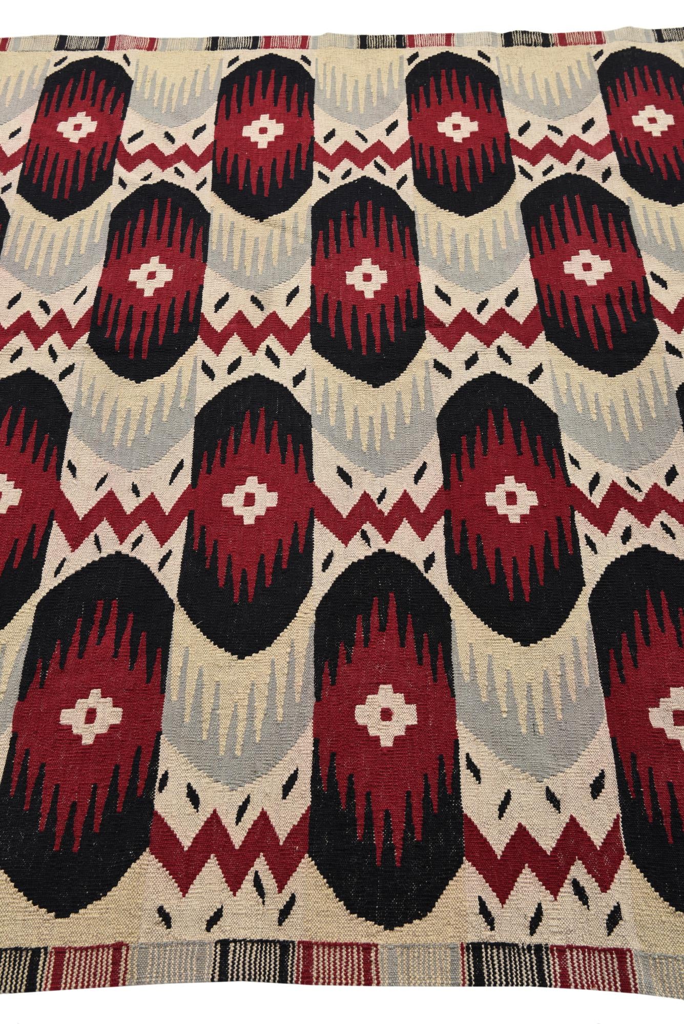 6' x 7' 7 Hand Woven Kilim Modern Wool Rug