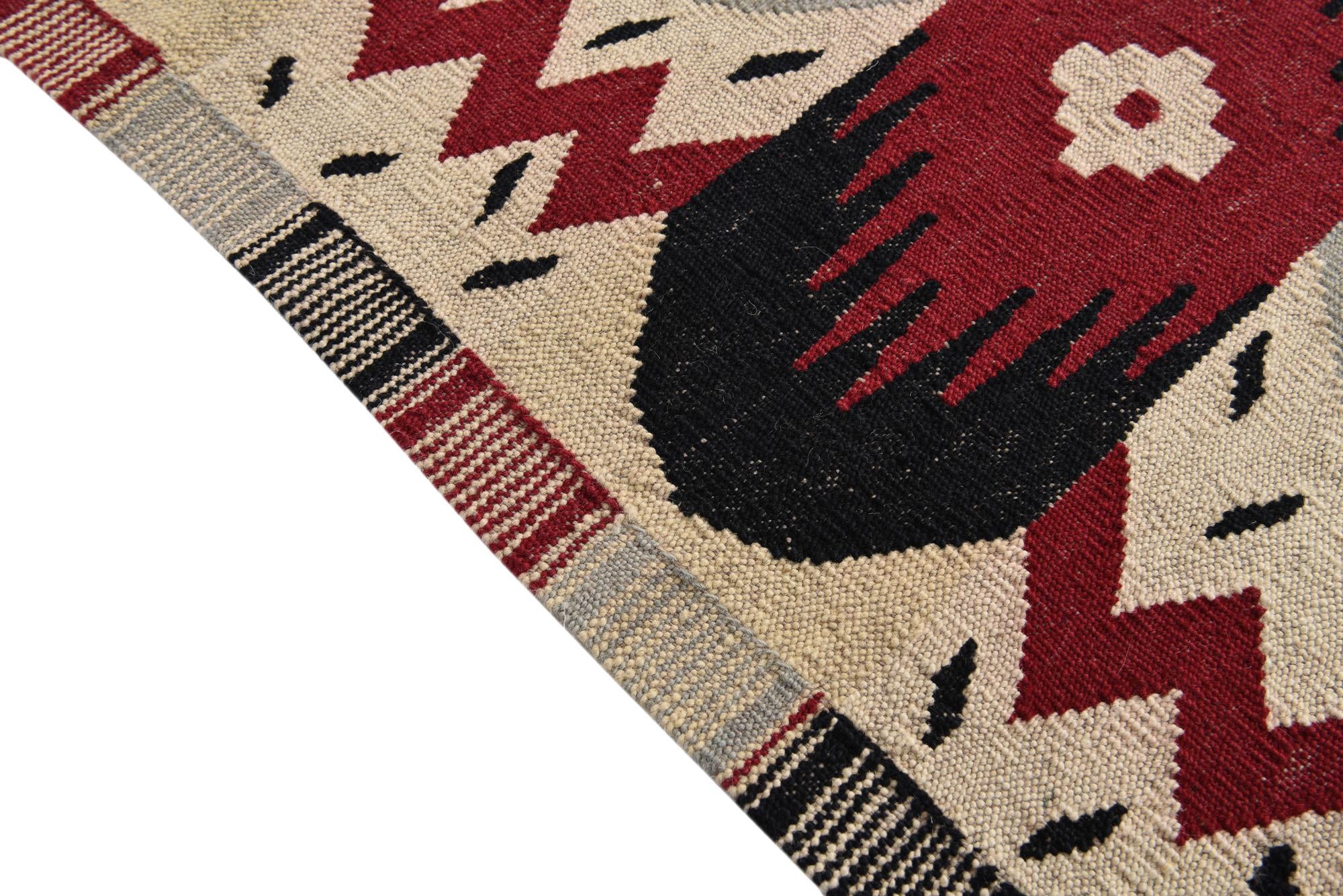 6' x 7' 7 Hand Woven Kilim Modern Wool Rug