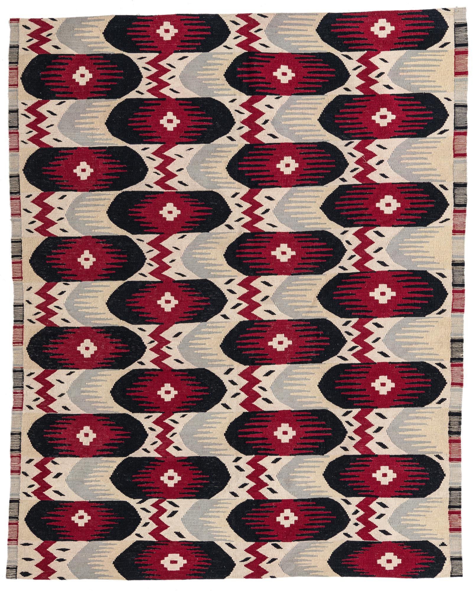 6' x 7' 7 Hand Woven Kilim Modern Wool Rug