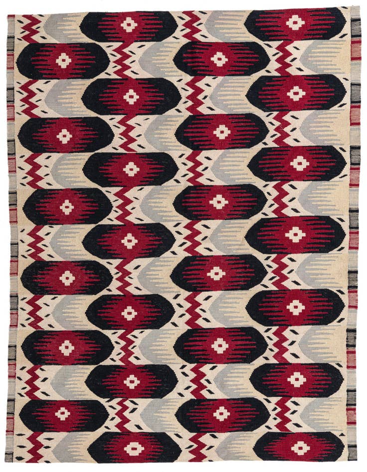 Detail image of 6' x 7' 7 Hand Woven Kilim Modern Wool Rug