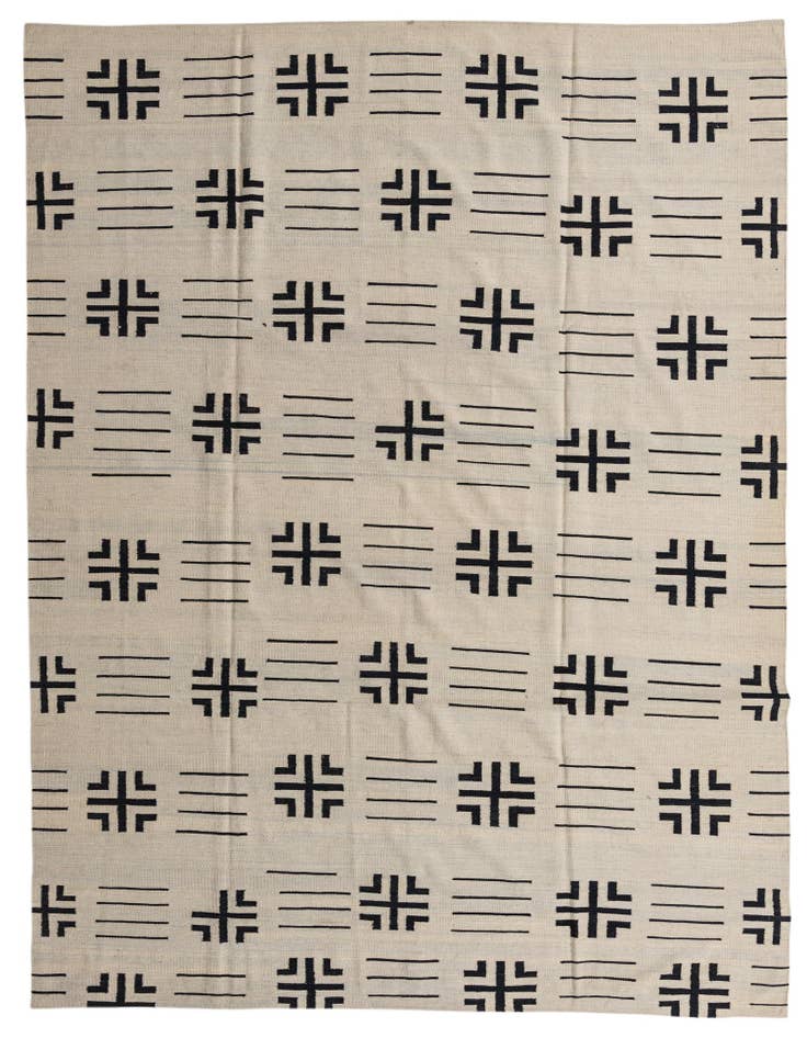Detail image of 8' 6 x 10' 10 Hand Woven Kilim Modern Wool Rug