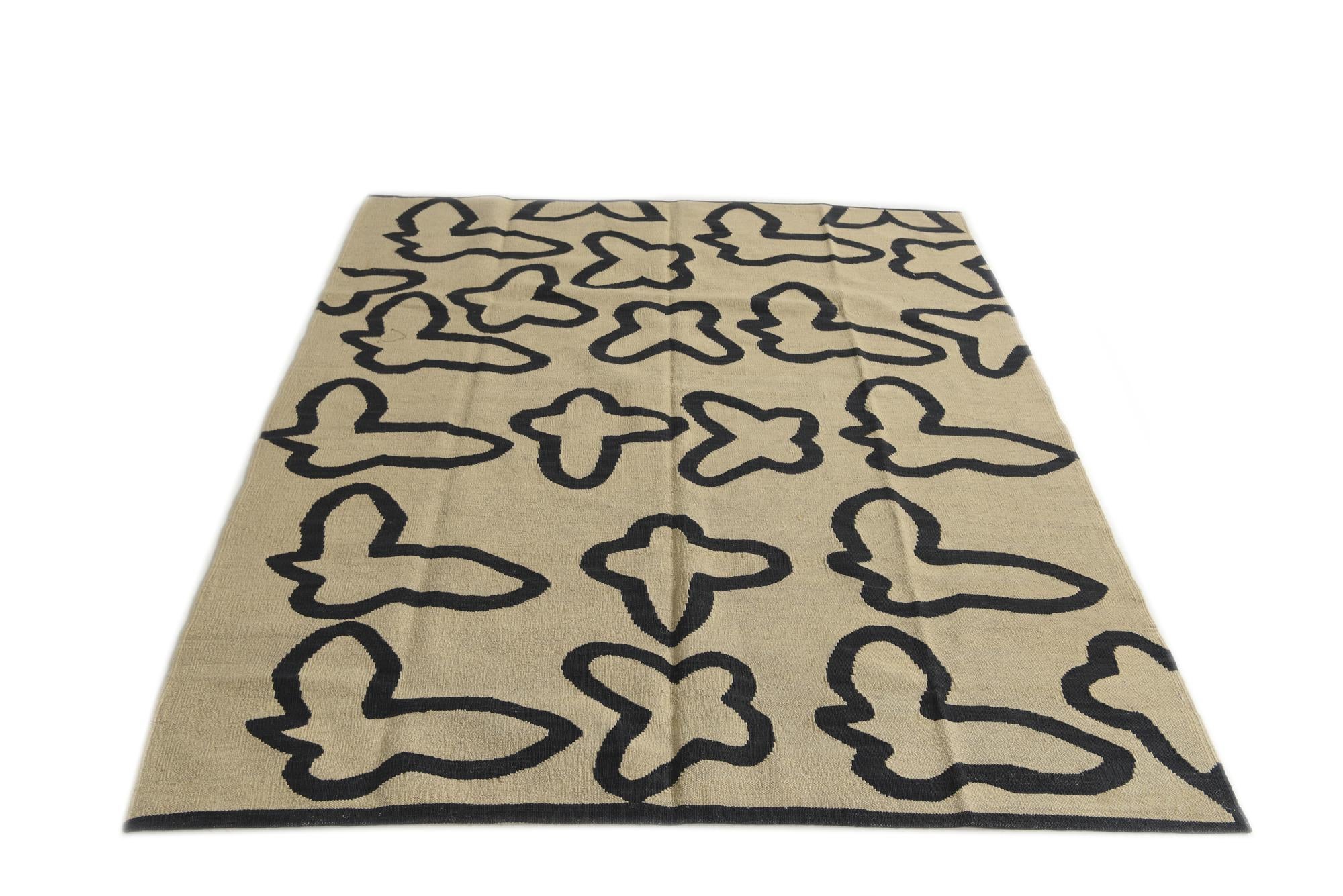 5' 2 x 6' 4 Hand Woven Kilim Modern Wool Rug