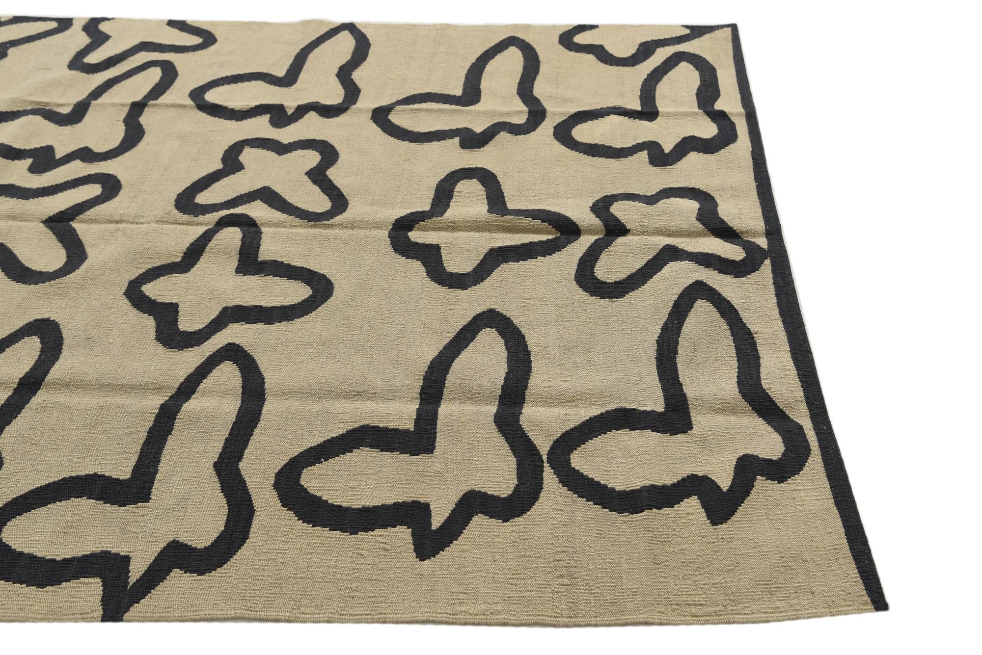 5' 2 x 6' 4 Hand Woven Kilim Modern Wool Rug