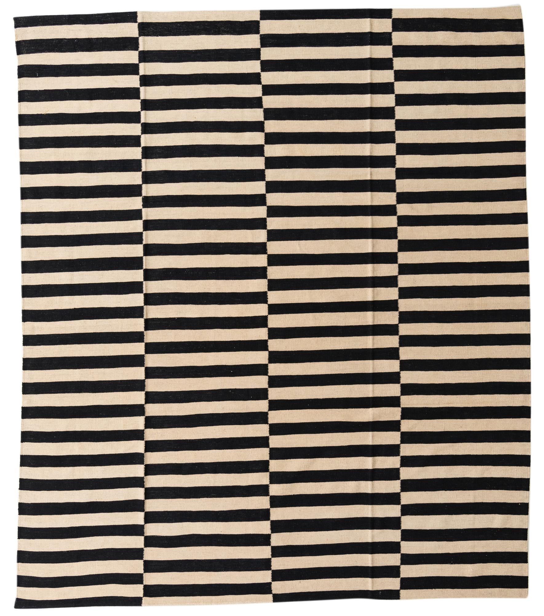 8' 5 x 9' 9 Hand Woven Kilim Modern Wool Rug