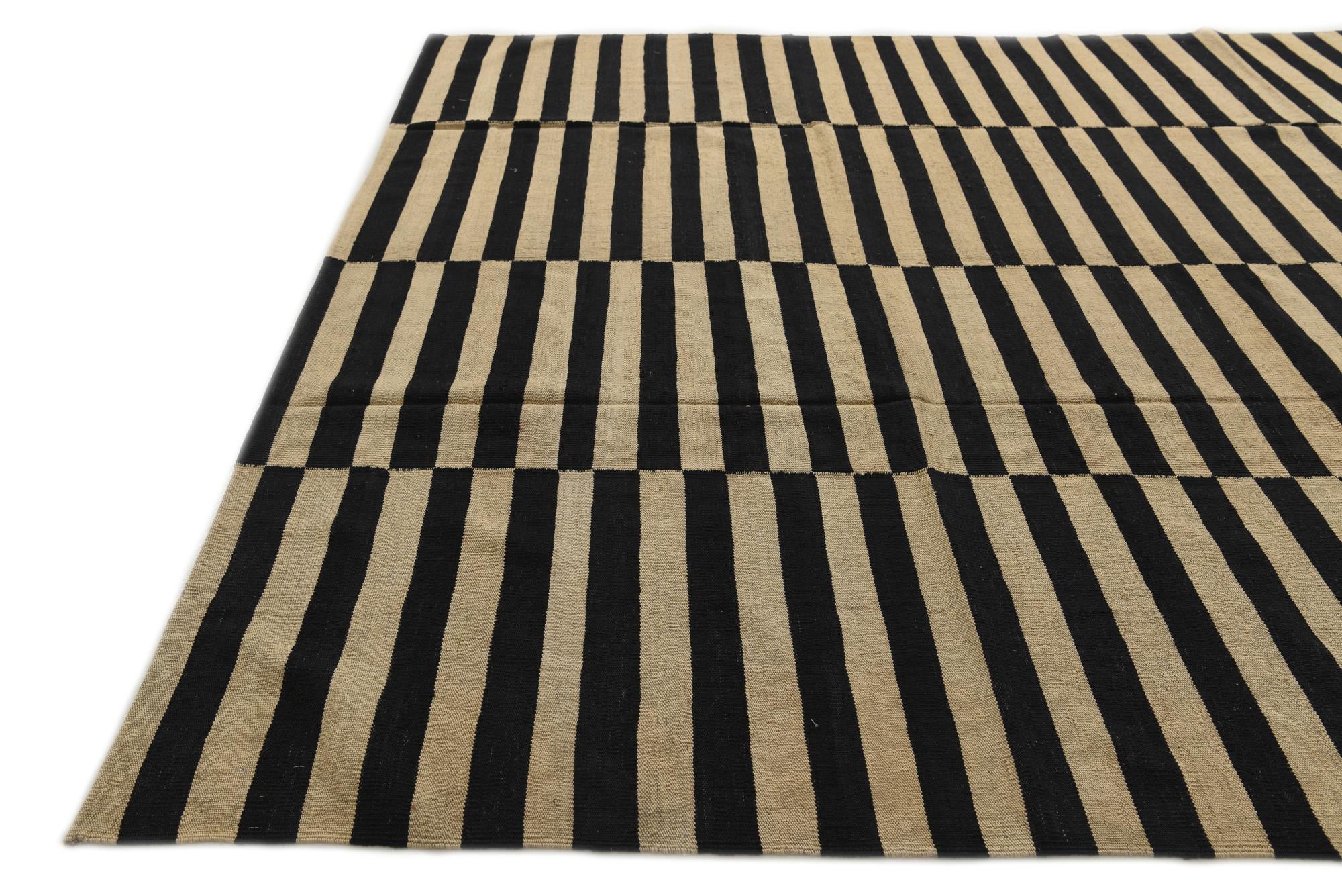 8' 8 x 9' 7 Hand Woven Kilim Modern Wool Rug
