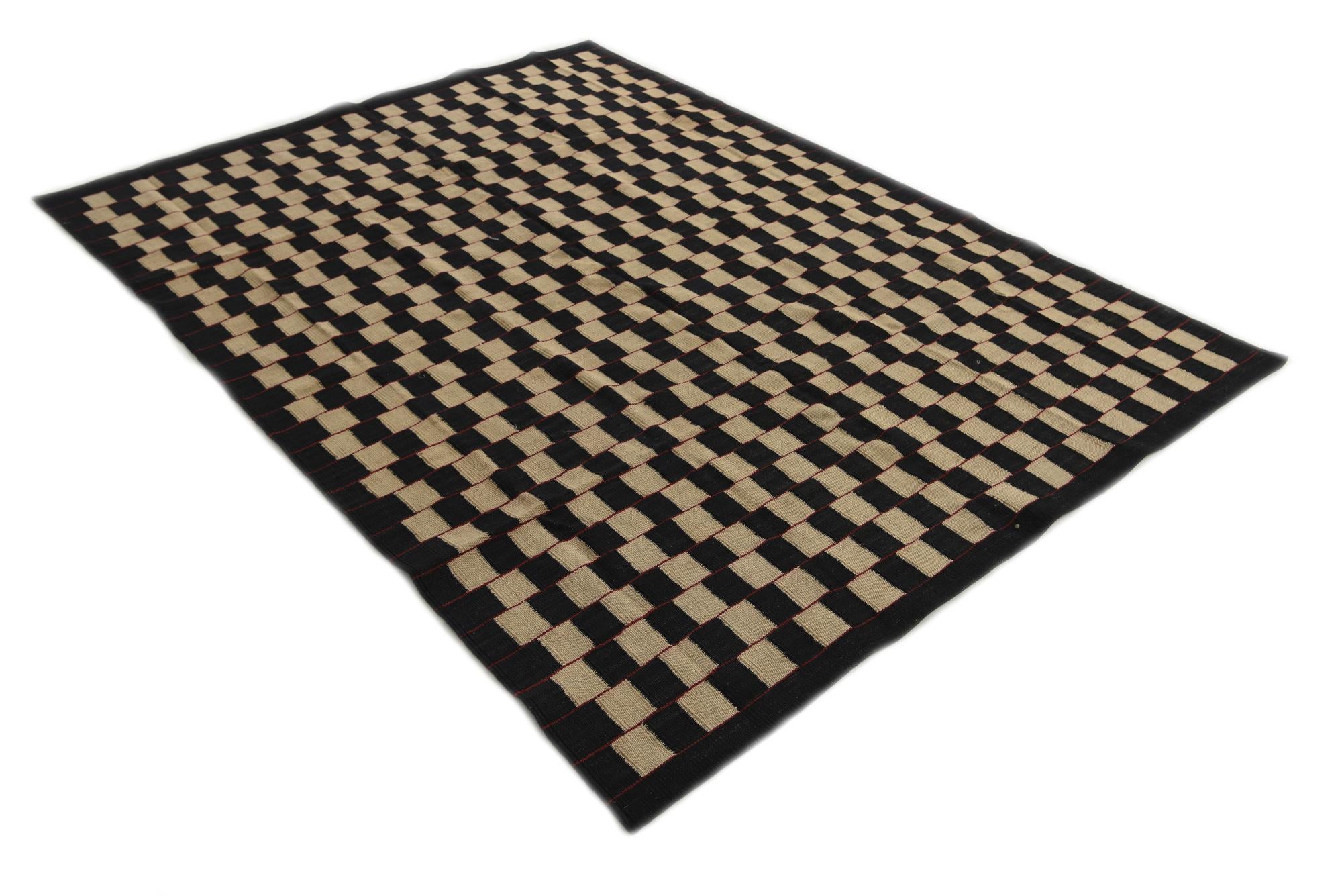 5' 8 x 7' 6 Hand Woven Kilim Modern Wool Rug