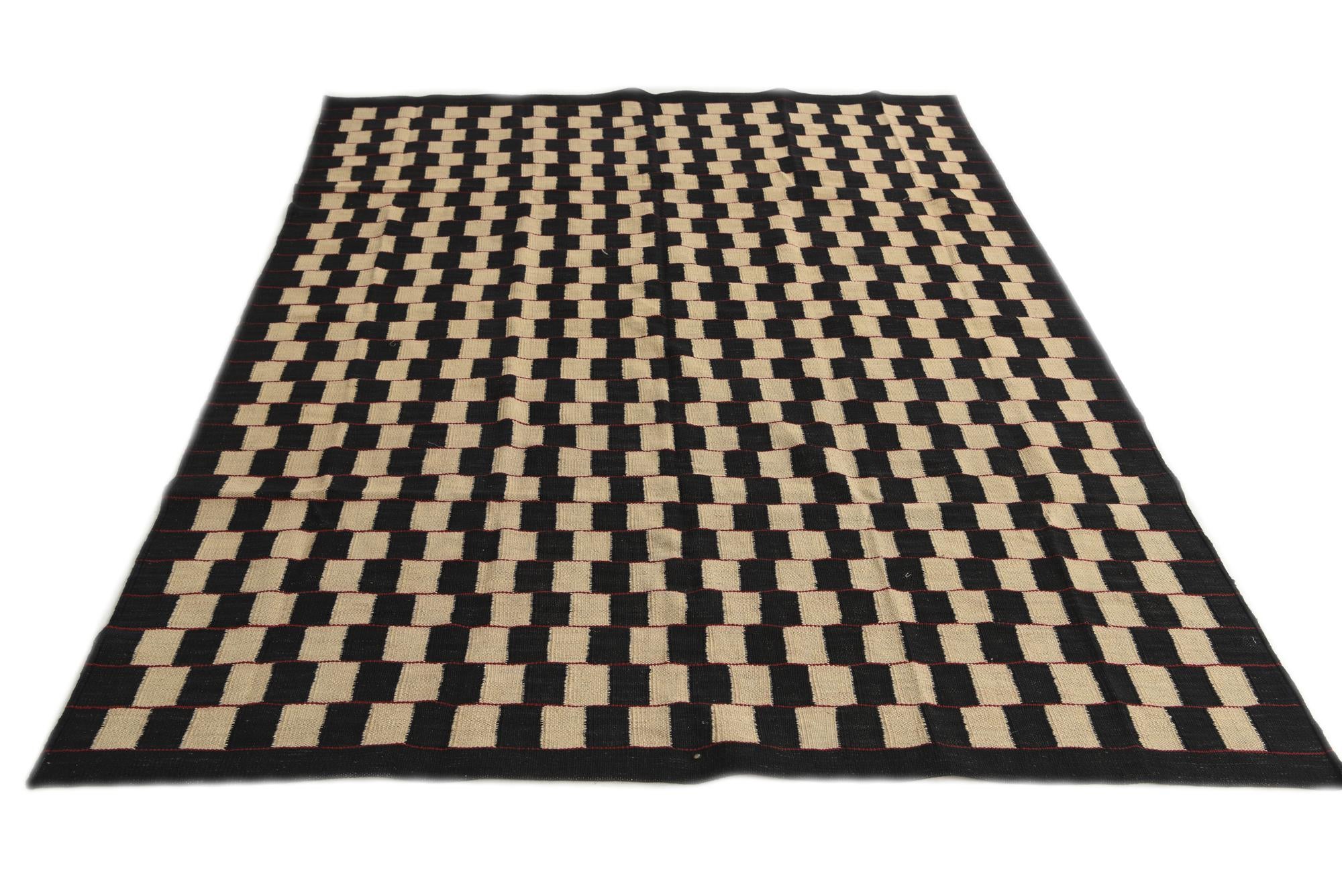 5' 8 x 7' 6 Hand Woven Kilim Modern Wool Rug