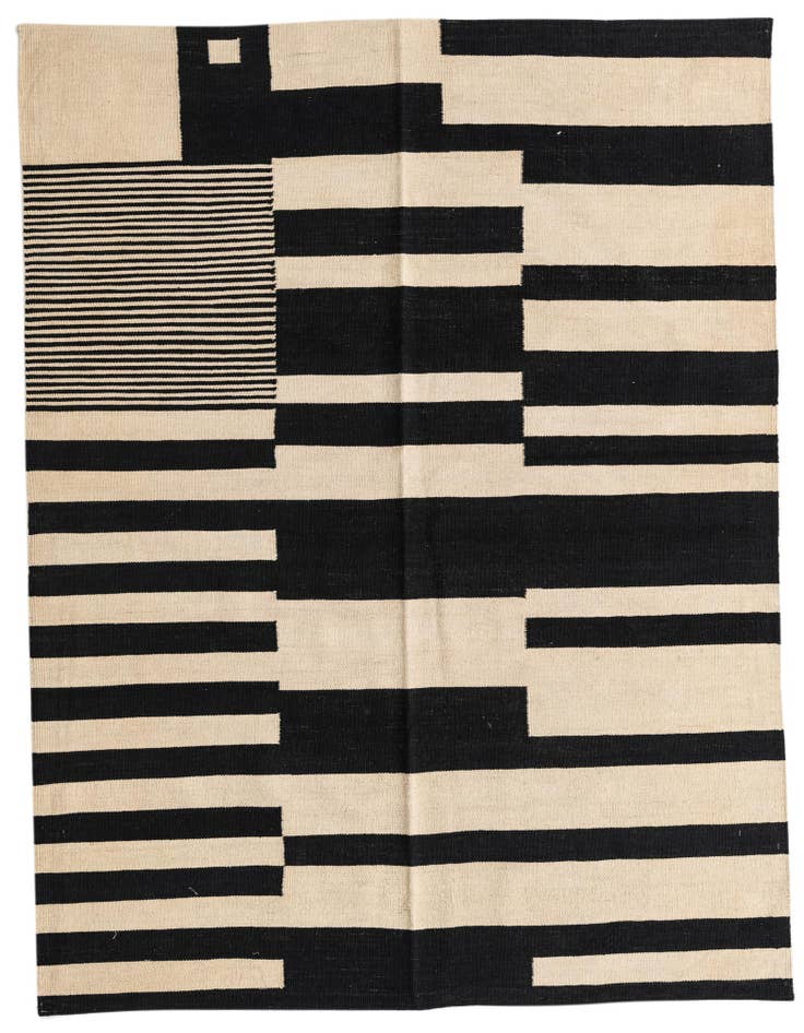 Detail image of 5' 2 x 6' 9 Hand Woven Kilim Modern Wool Rug