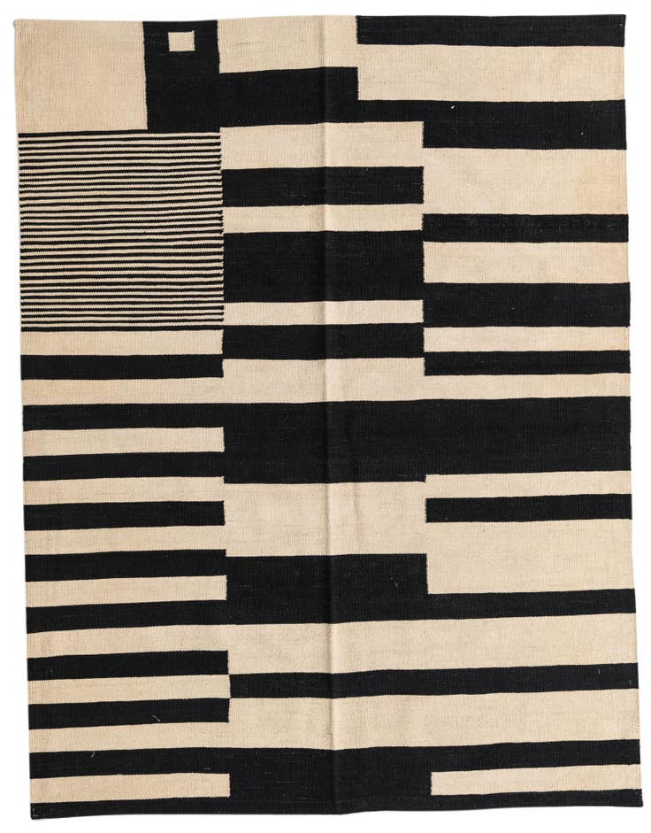 Detail image of 5' 2 x 6' 9 Hand Woven Kilim Modern Wool Rug