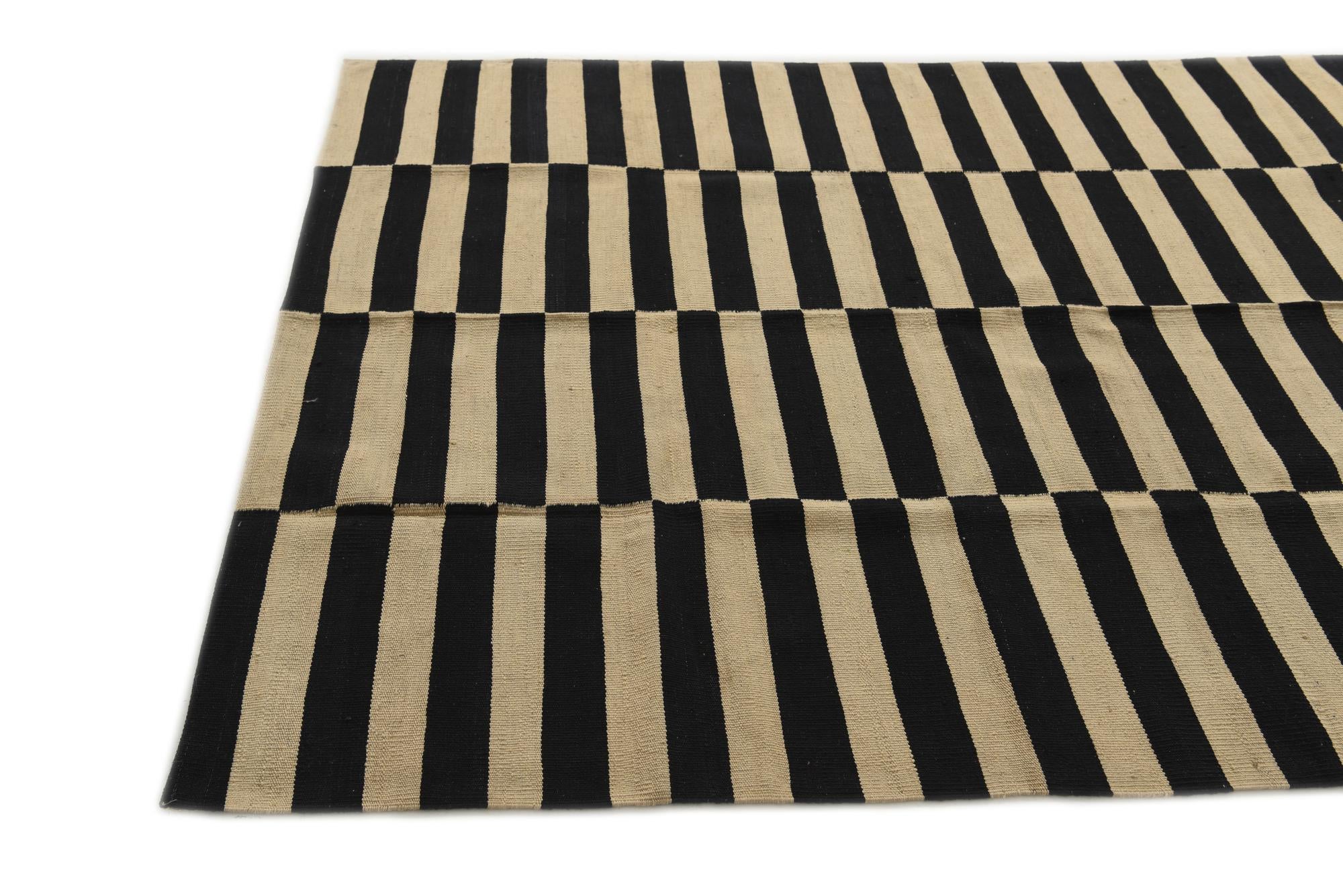 5' 3 x 7' 9 Hand Woven Kilim Modern Wool Rug