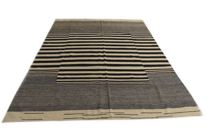 7' x 9' 7 Hand Woven Kilim Modern Wool Rug