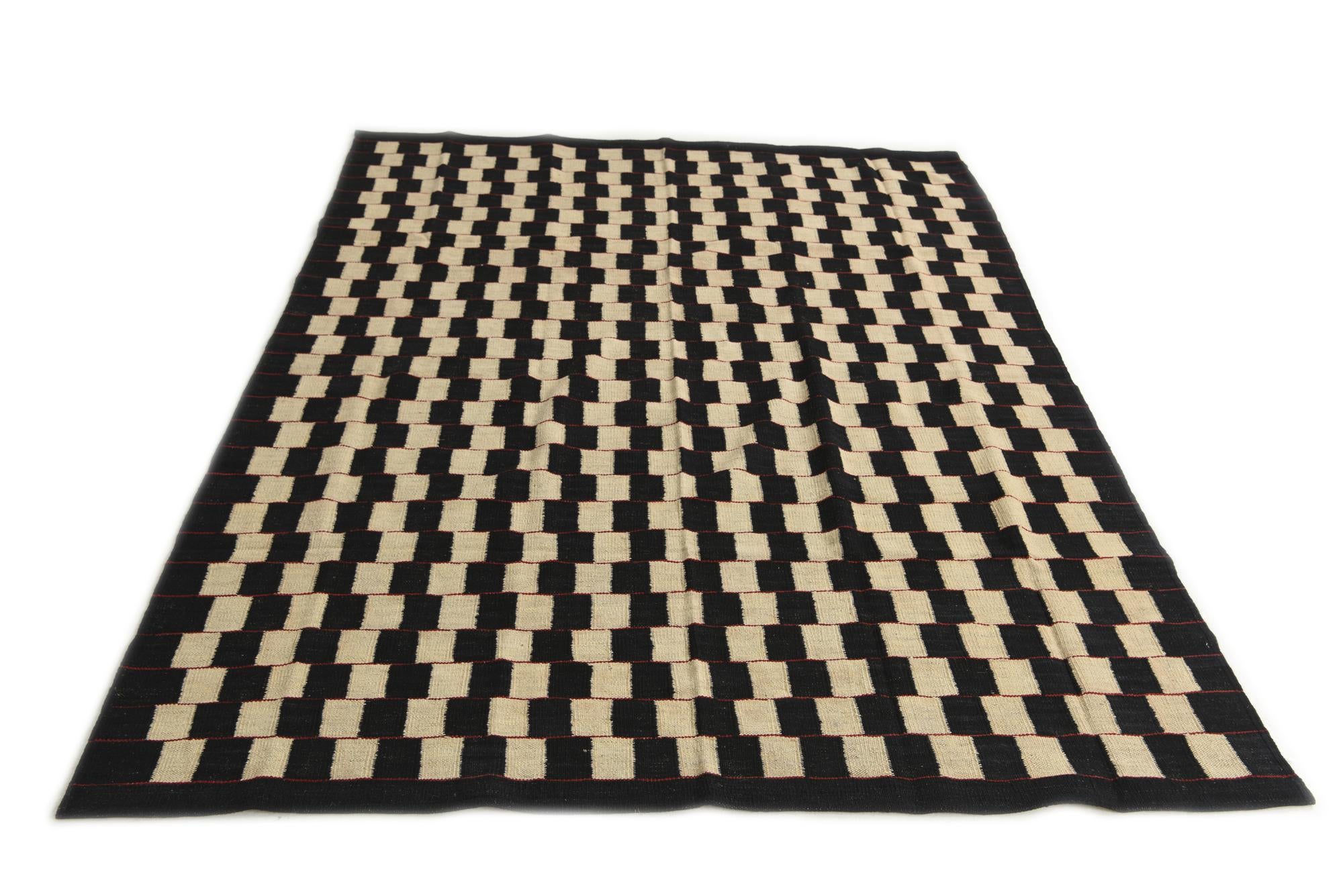 5' 8 x 7' 6 Hand Woven Kilim Modern Wool Rug