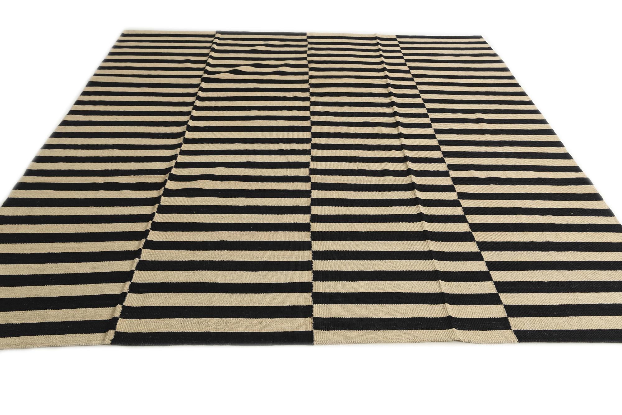 8' 8 x 9' 8 Hand Woven Kilim Modern Wool Rug