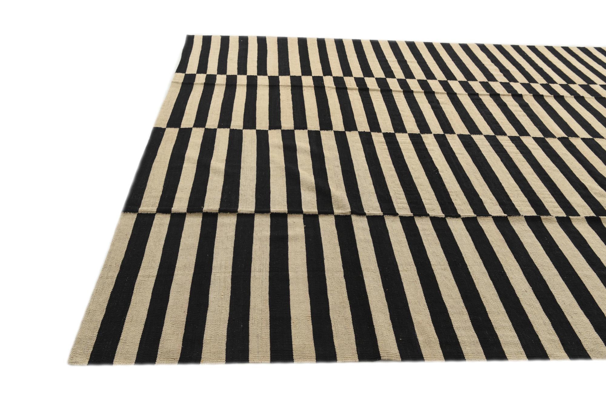 8' 8 x 9' 8 Hand Woven Kilim Modern Wool Rug