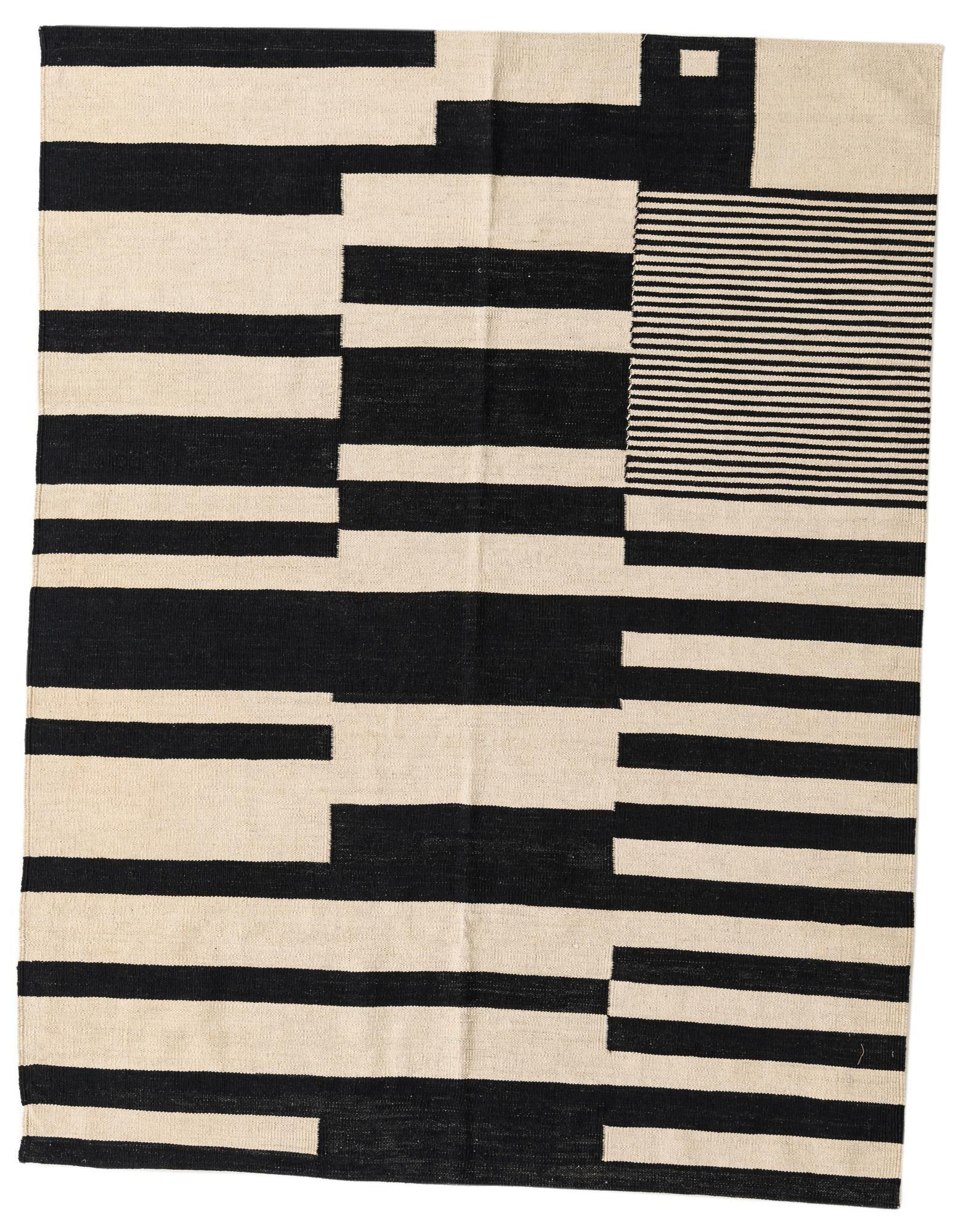 5' 2 x 6' 7 Hand Woven Kilim Modern Wool Rug