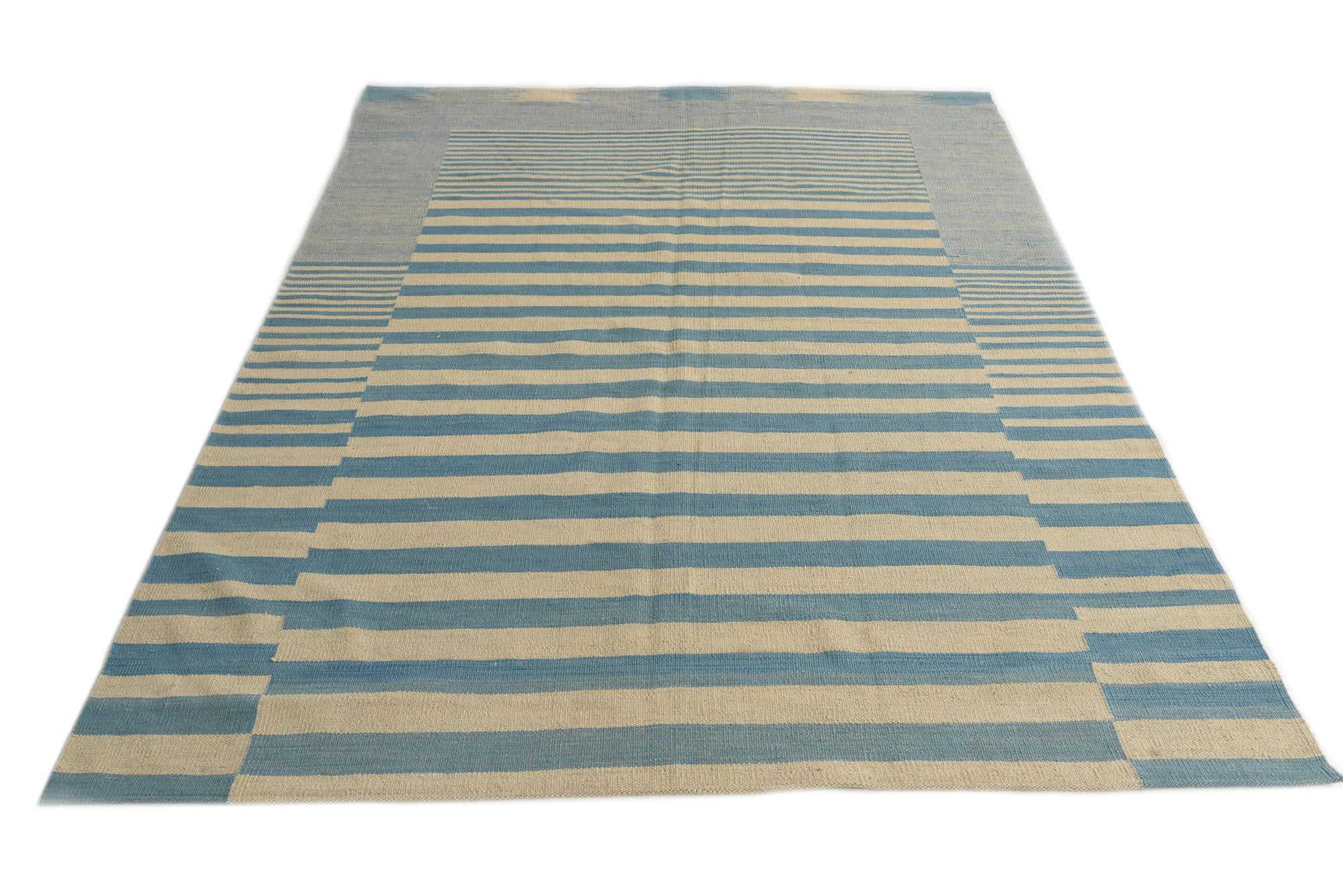 5' 8 x 7' 7 Hand Woven Kilim Modern Wool Rug