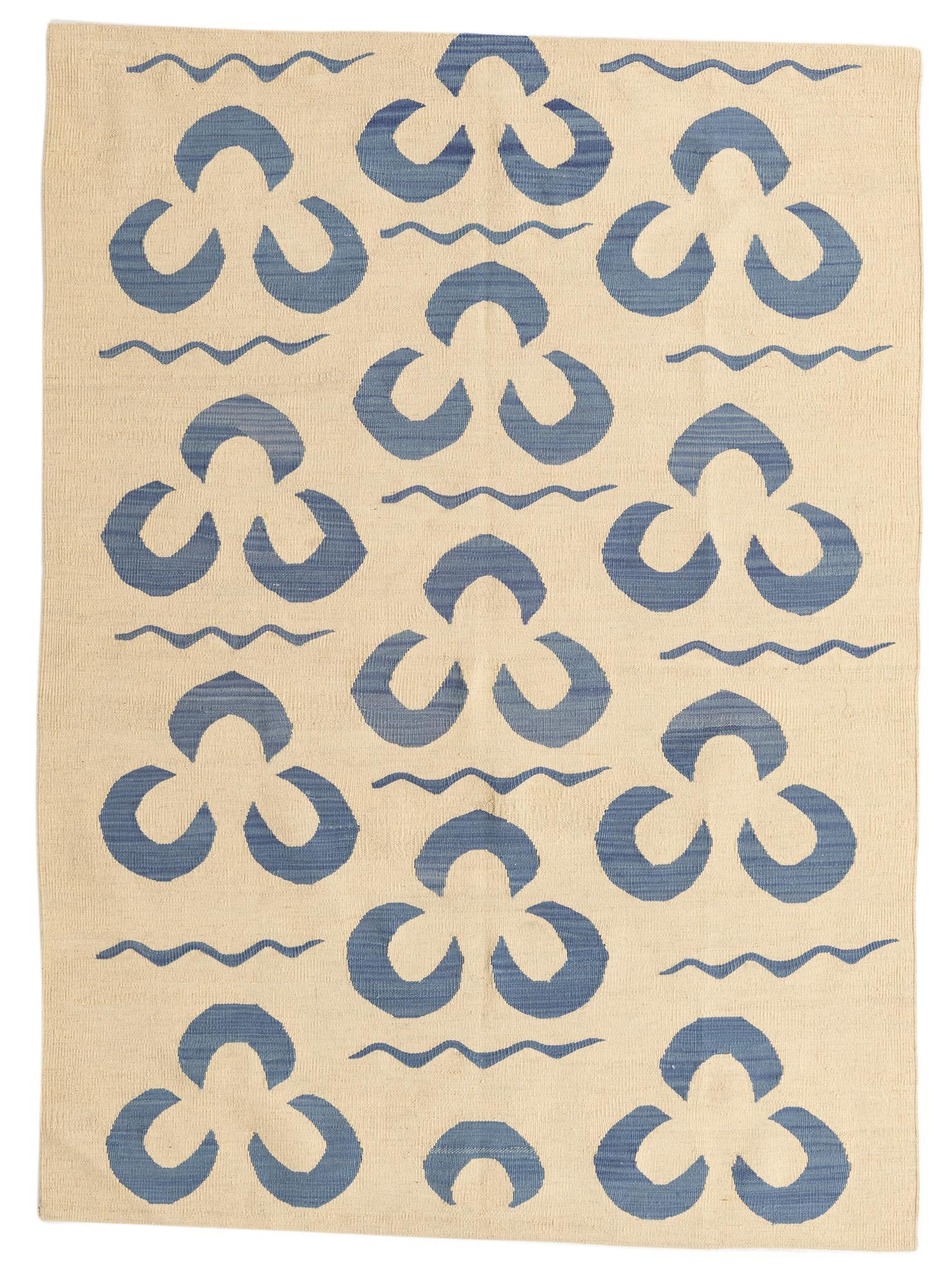 4' 9 x 6' 7 Hand Woven Kilim Modern Wool Rug