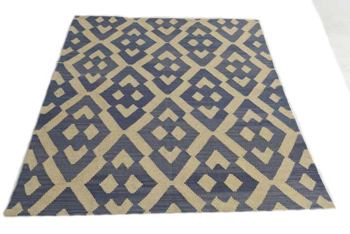 4' 2 x 5' 6 Hand Woven Kilim Modern Wool Rug